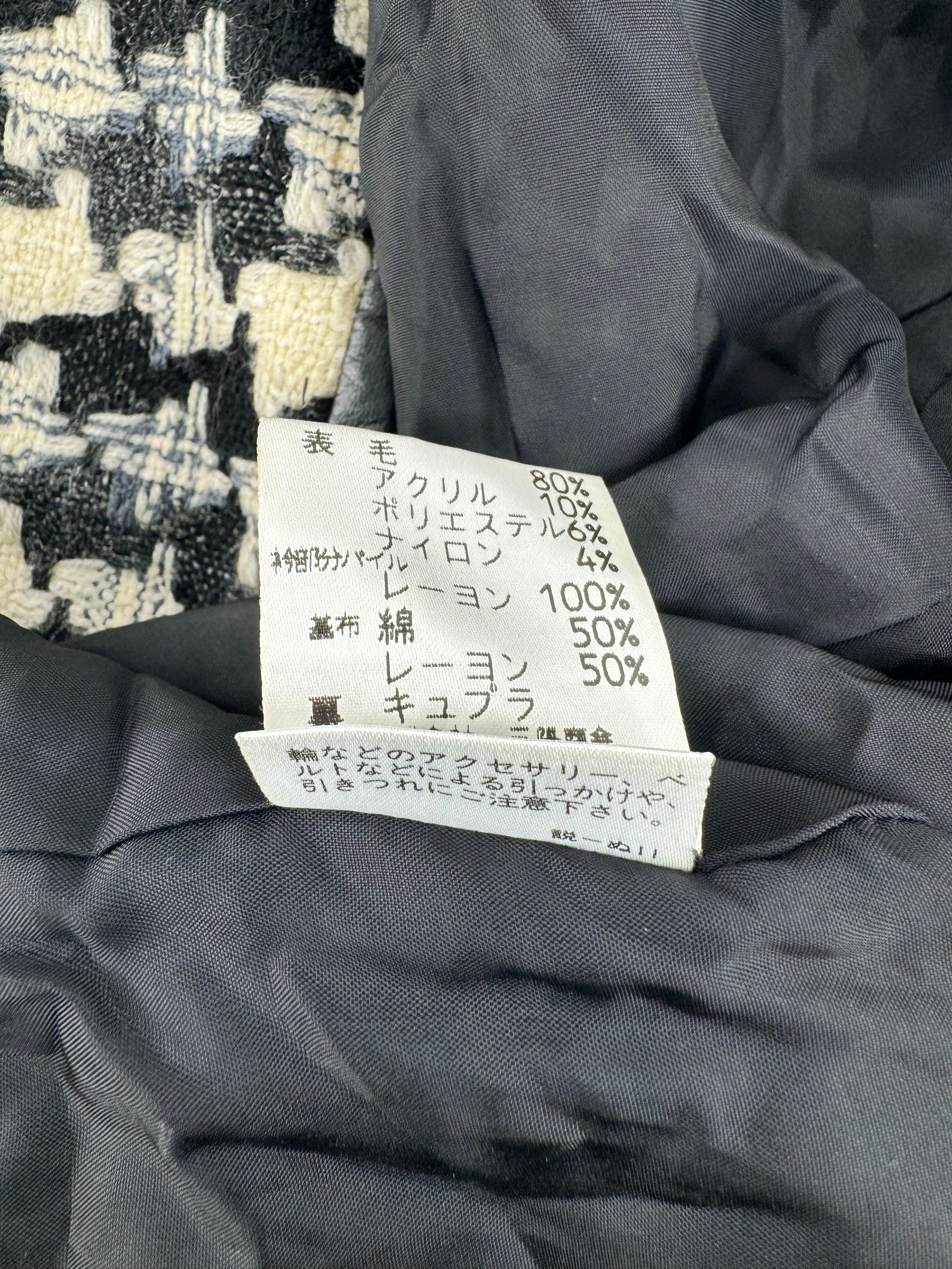 Fragile Black & Cream Wool Woven Houndstooth Pattern Jacket - AU8/10