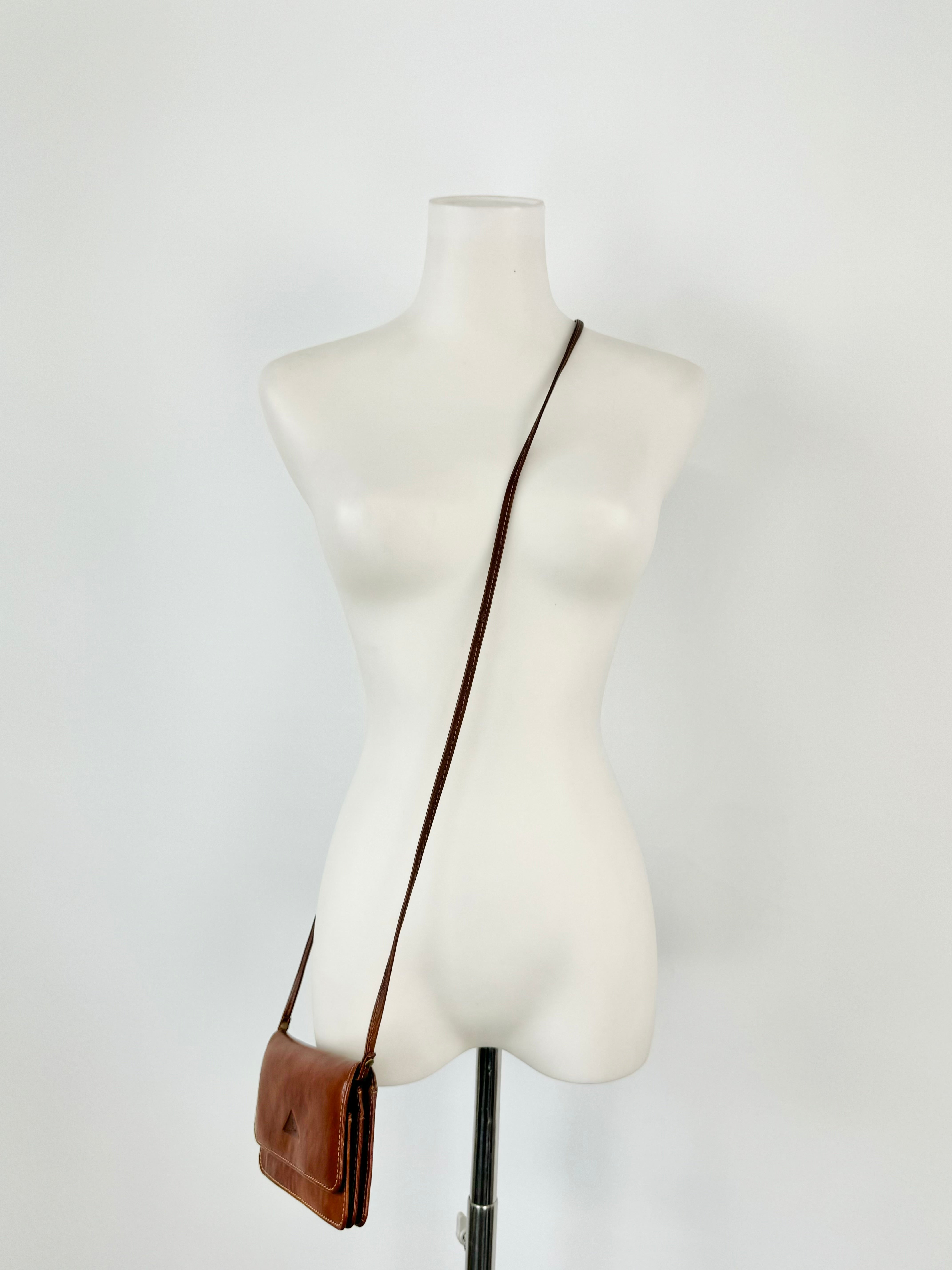 Cellini Deep Tan Mini Cross Body Bag
