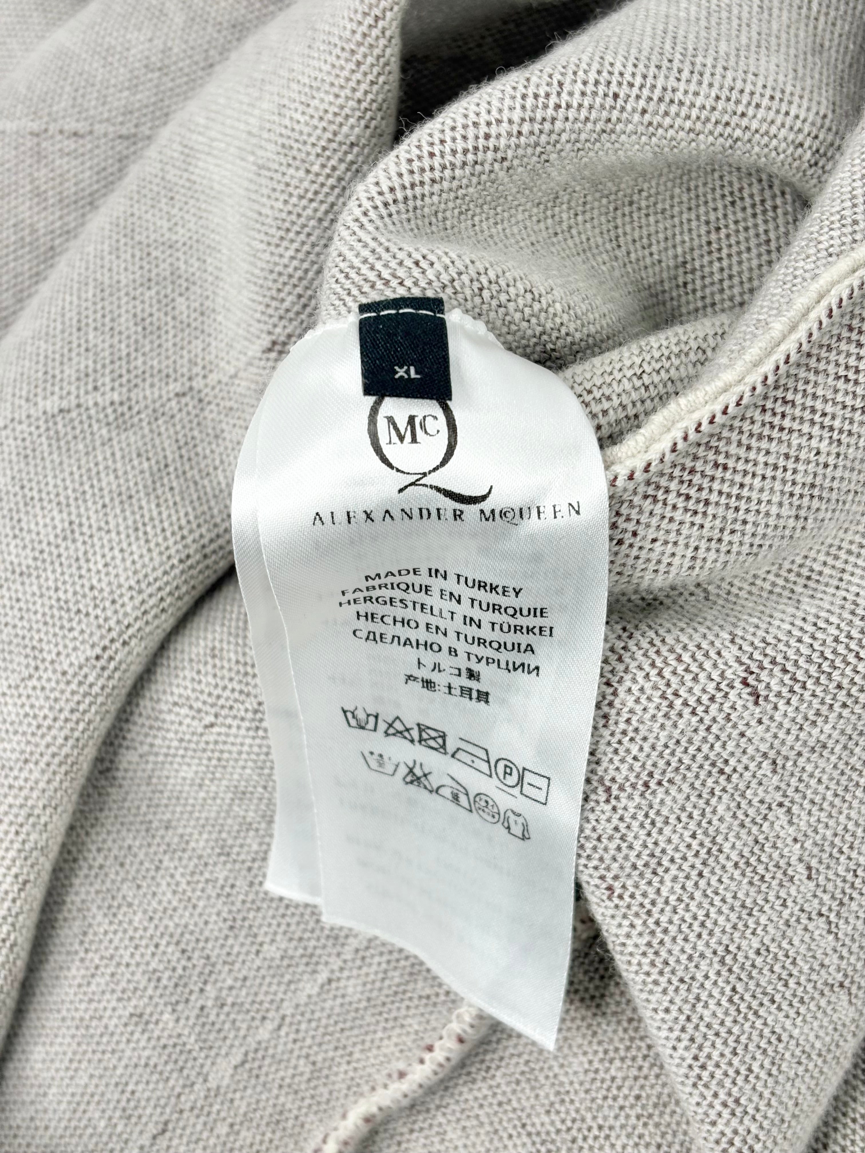 McQ Alexander McQueen Maroon, Black & Beige Knit Midi Dress - XL