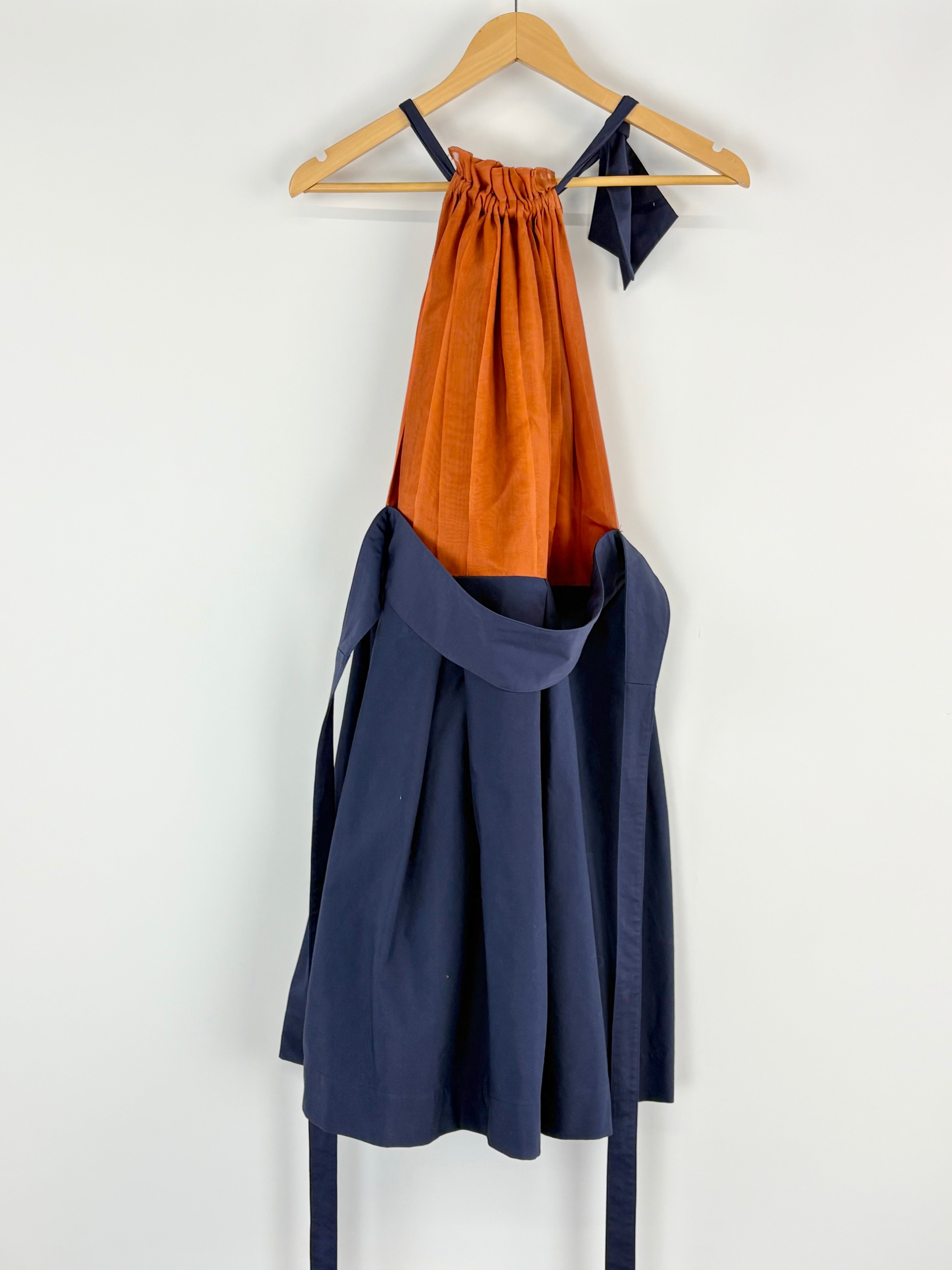Nicolangela Navy & Rust Cocktail Dress with Frill - AU10/12
