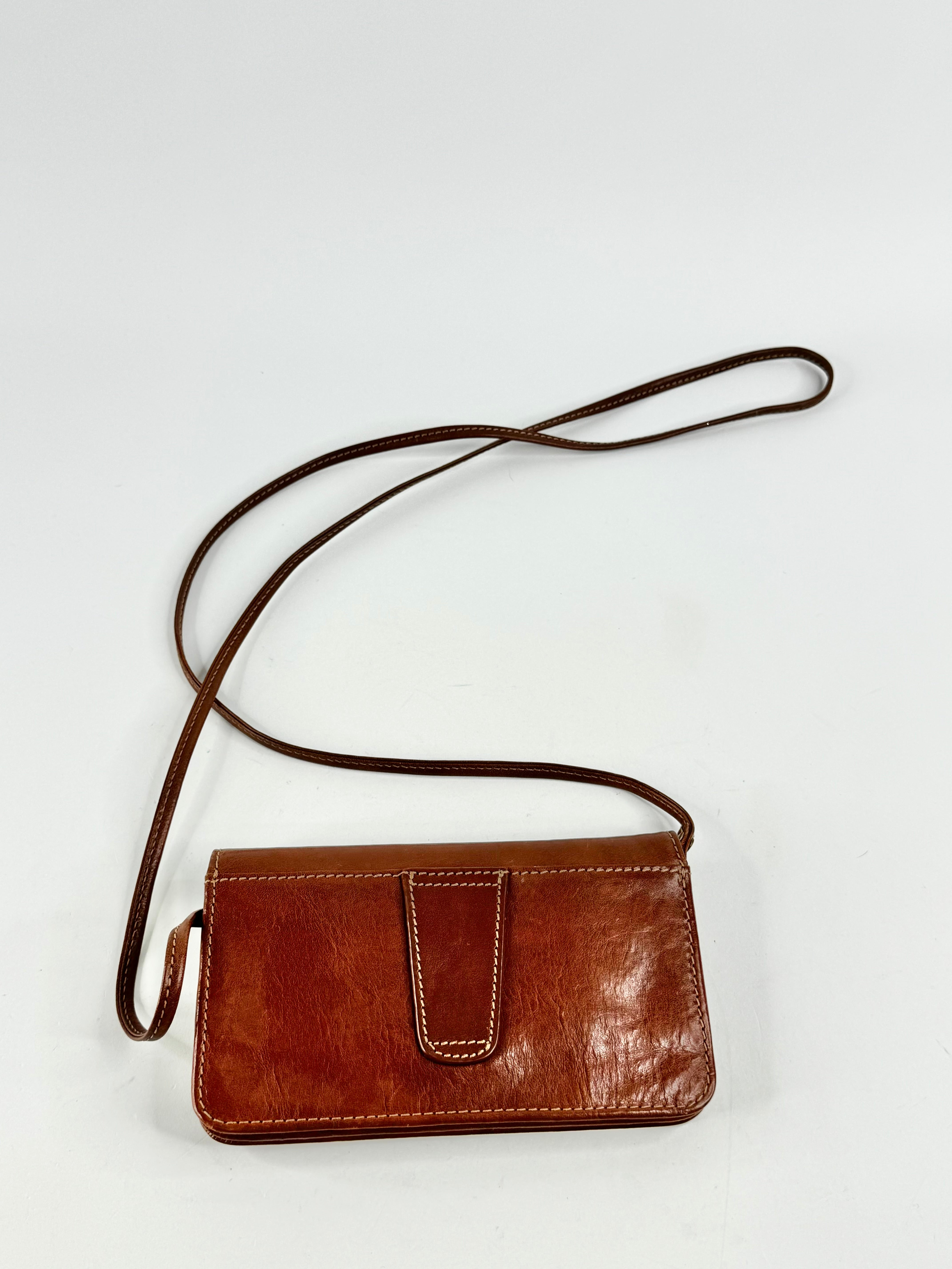Cellini Deep Tan Mini Cross Body Bag