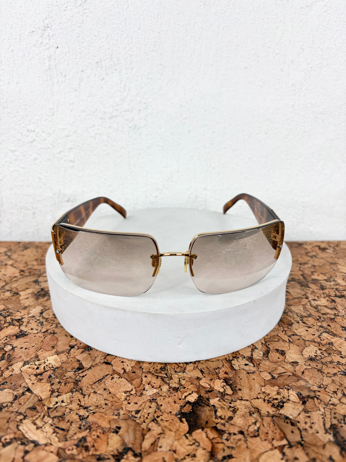 Chanel Frameless Tortoiseshell Resin & Swarovski Crystal 4095-B Sunglasses