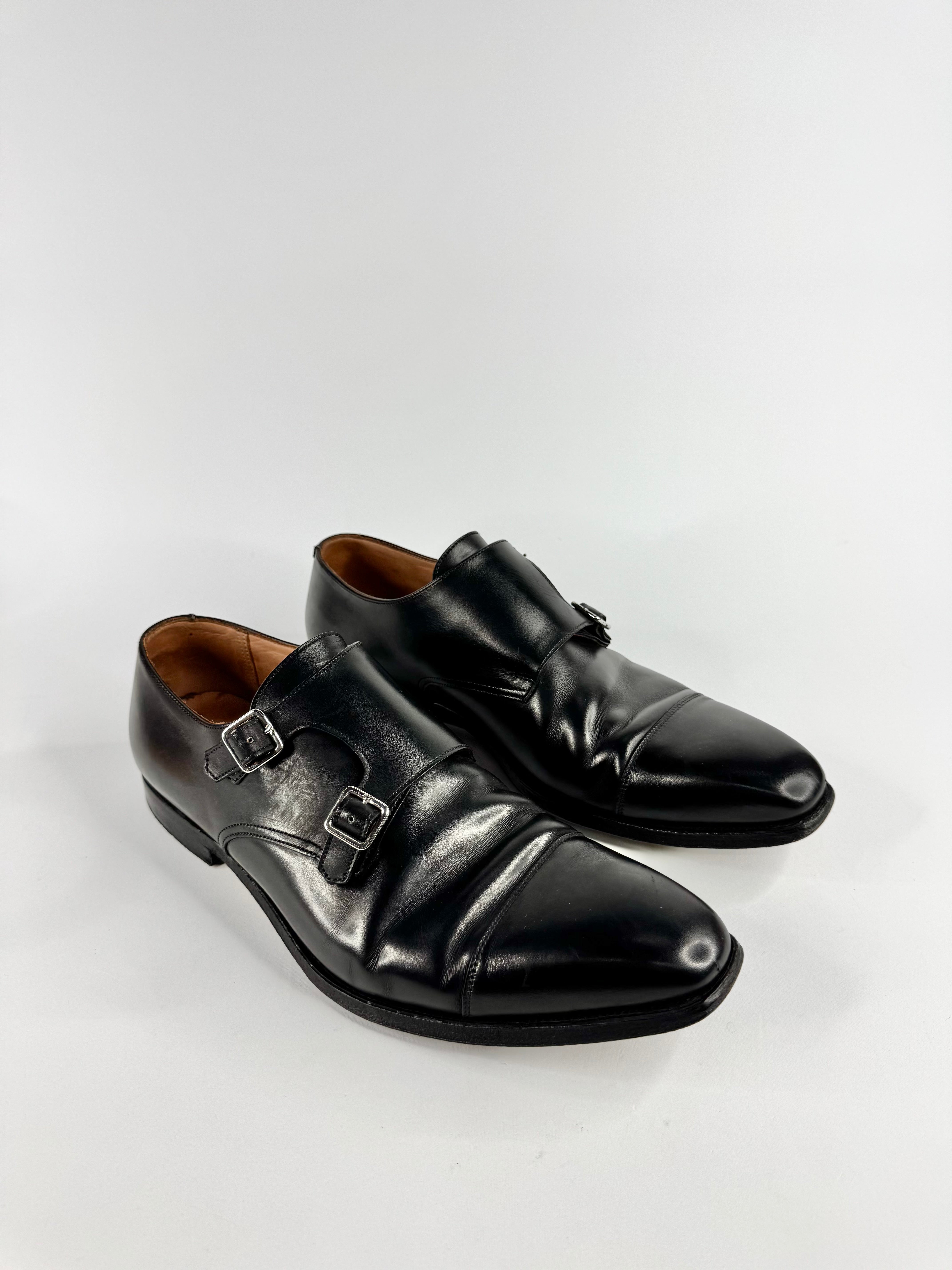 Crockett & Jones Black Monk Strap Leather Dress Shoes - EU45