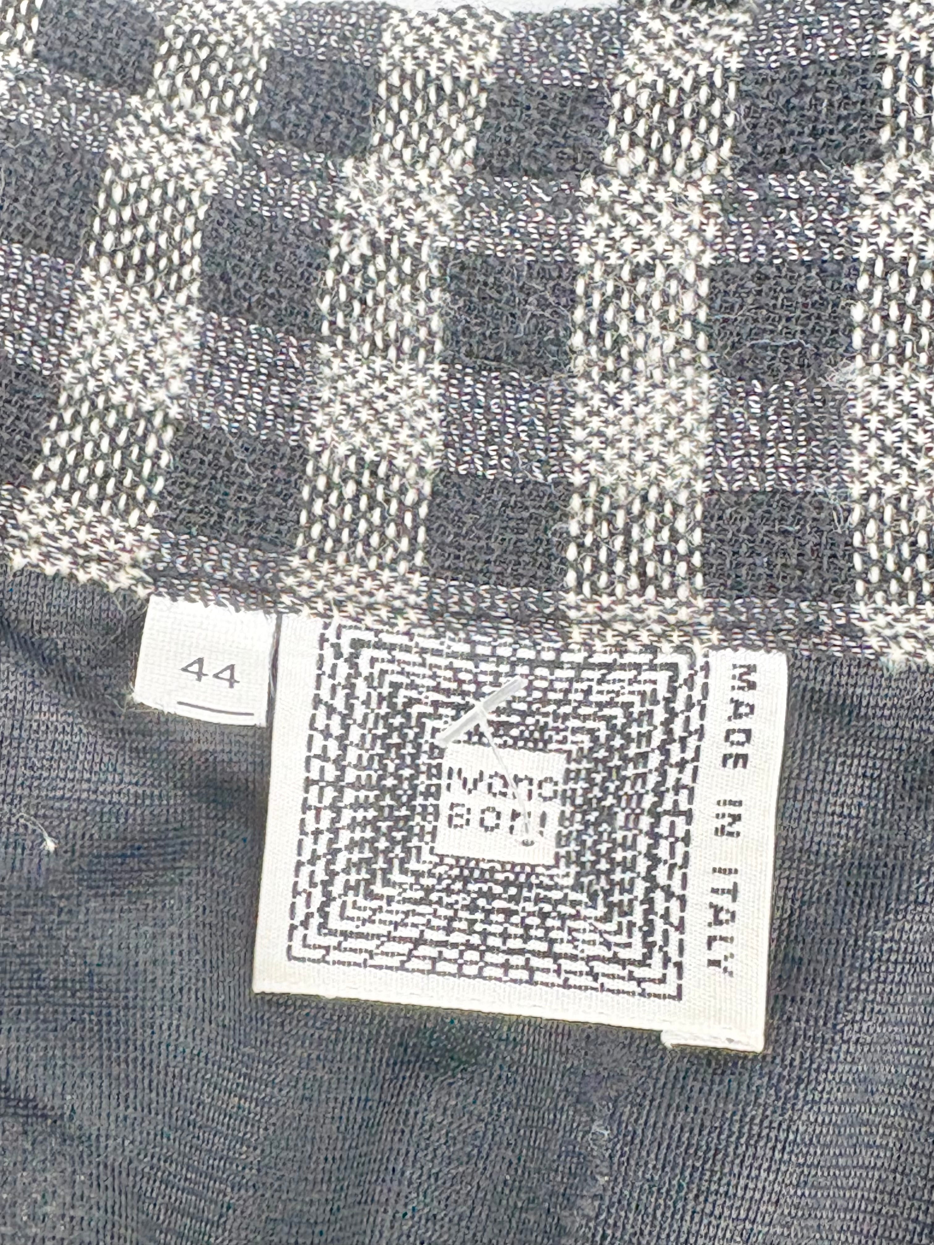 Ivano Boni Black & White Checked Long-Sleeve Dress - AU12