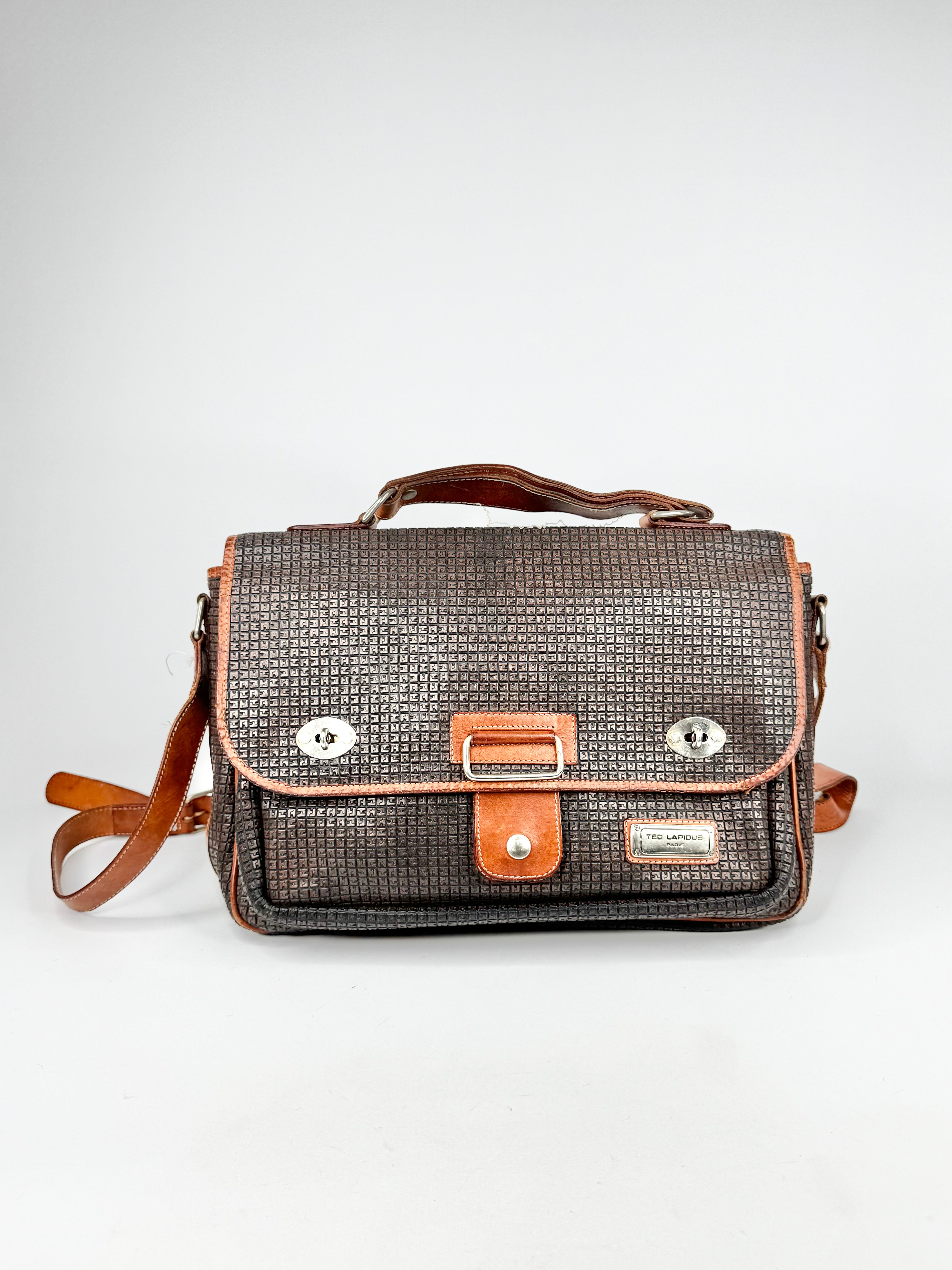 Ted Lapidus Brown Embossed Briefcase