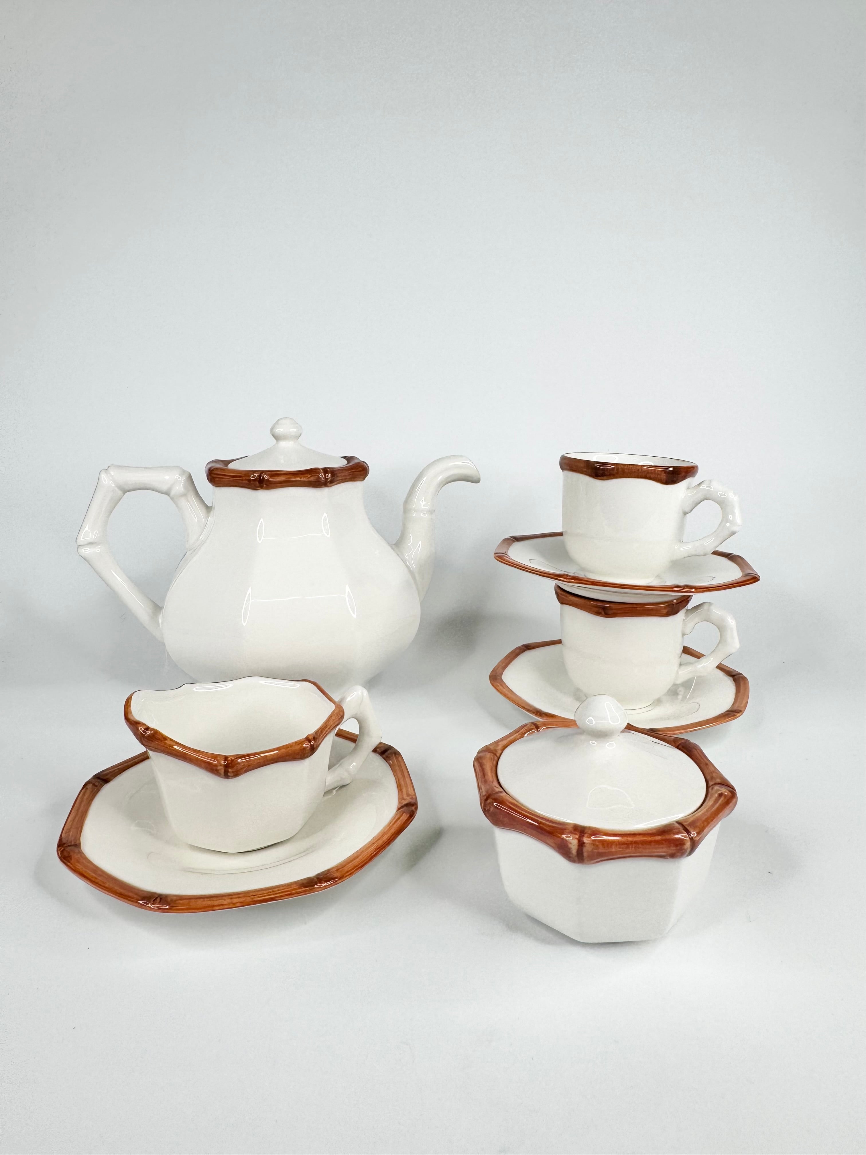 Este Ceramiche for Moda Domus Italian Made Bamboo Pattern Tea Set