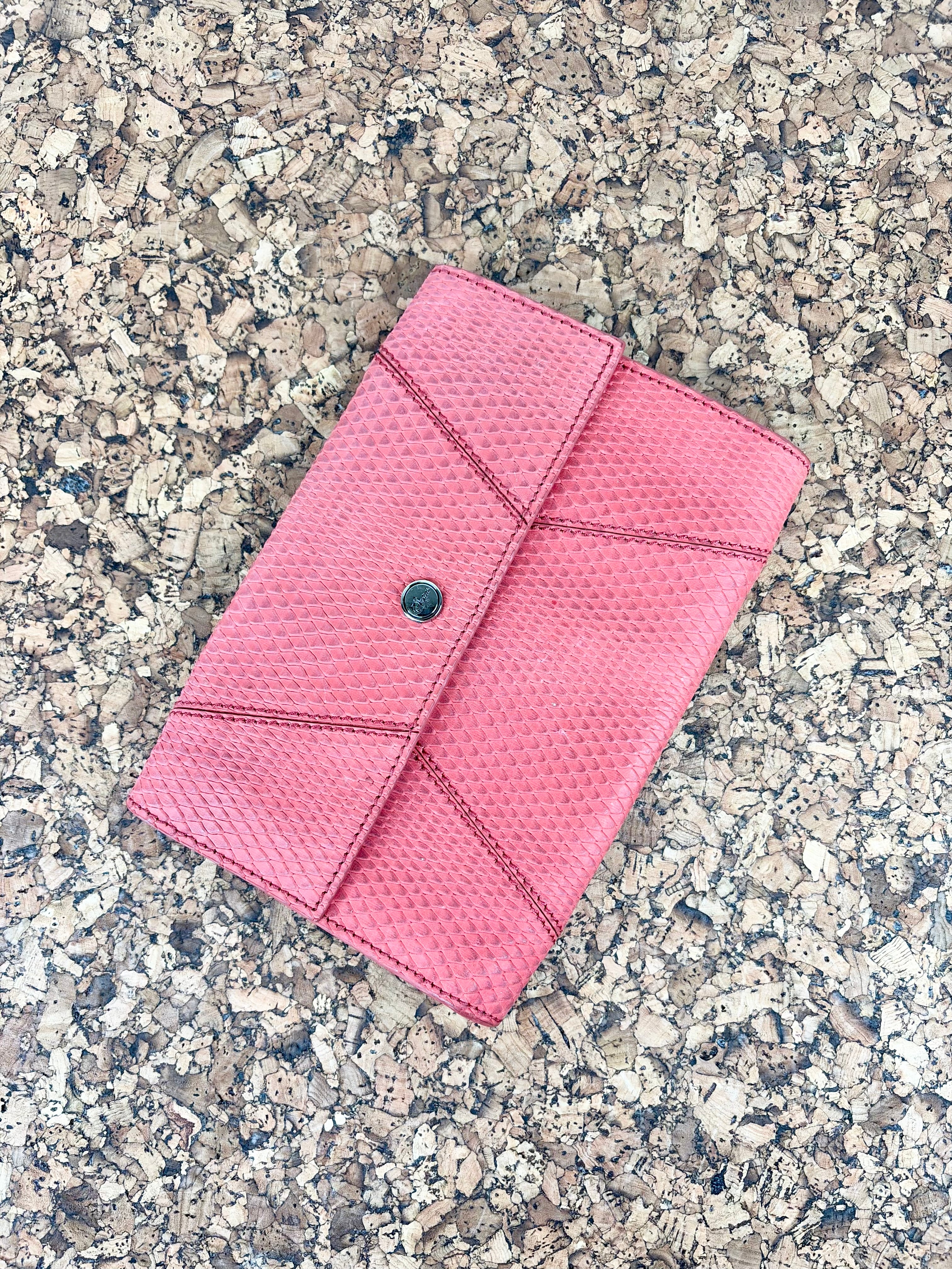 Oroton Pink Faux Snake Clutch