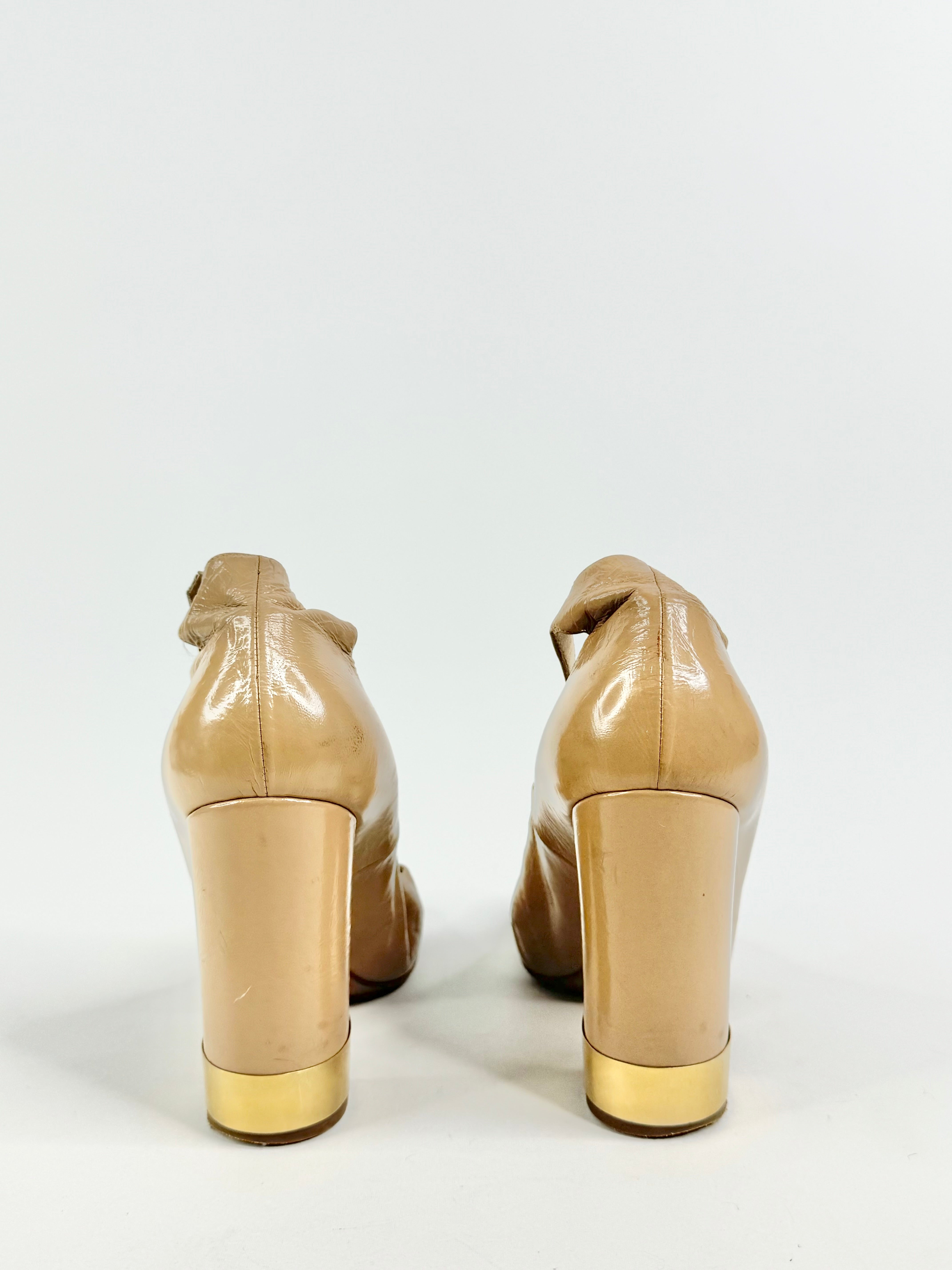 Chloe Latte T-Bar Heels - EU38