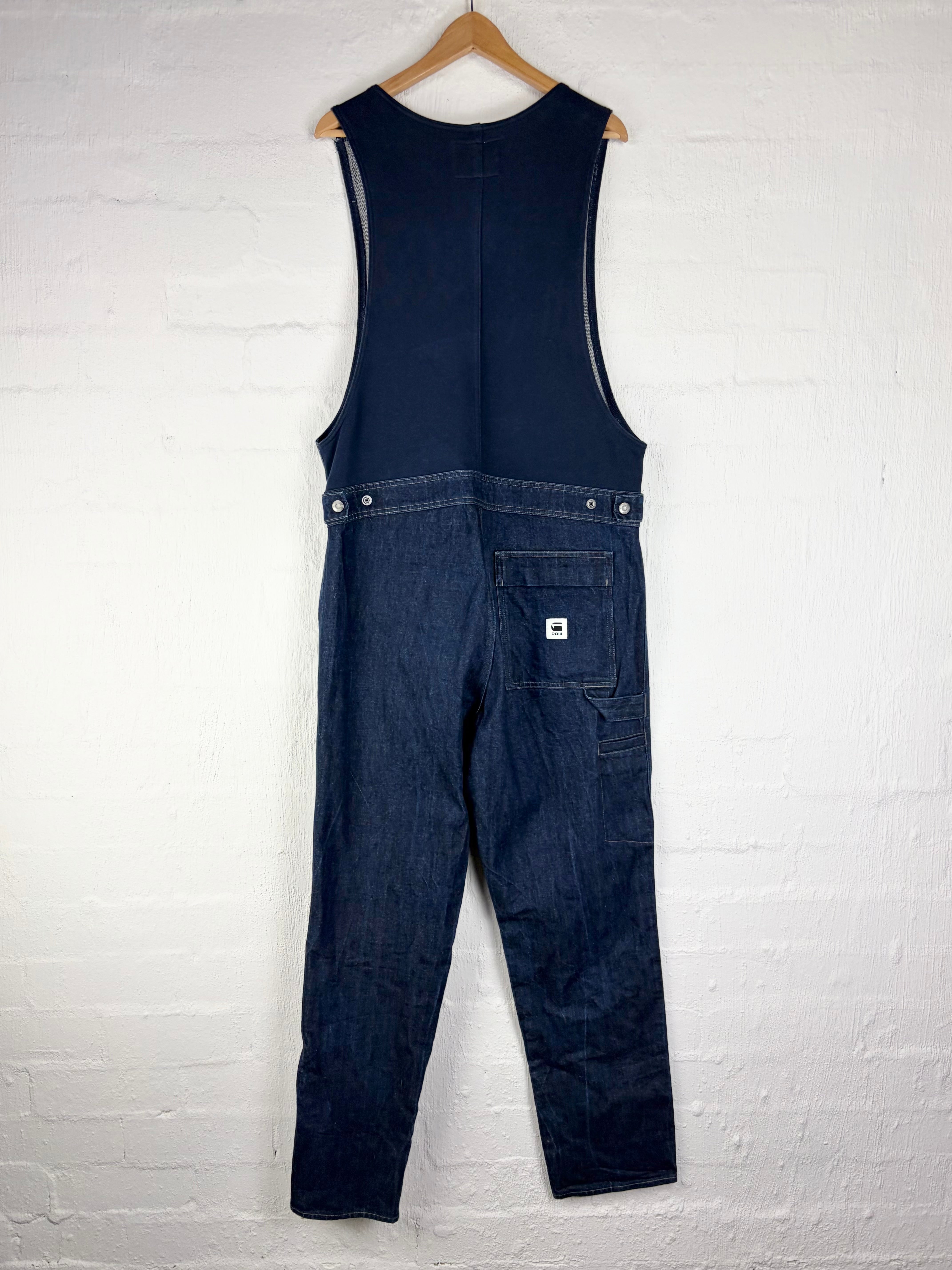 G-Star Raw Deep Blue Denim V-Neck Sleeveless Boiler Suit - L