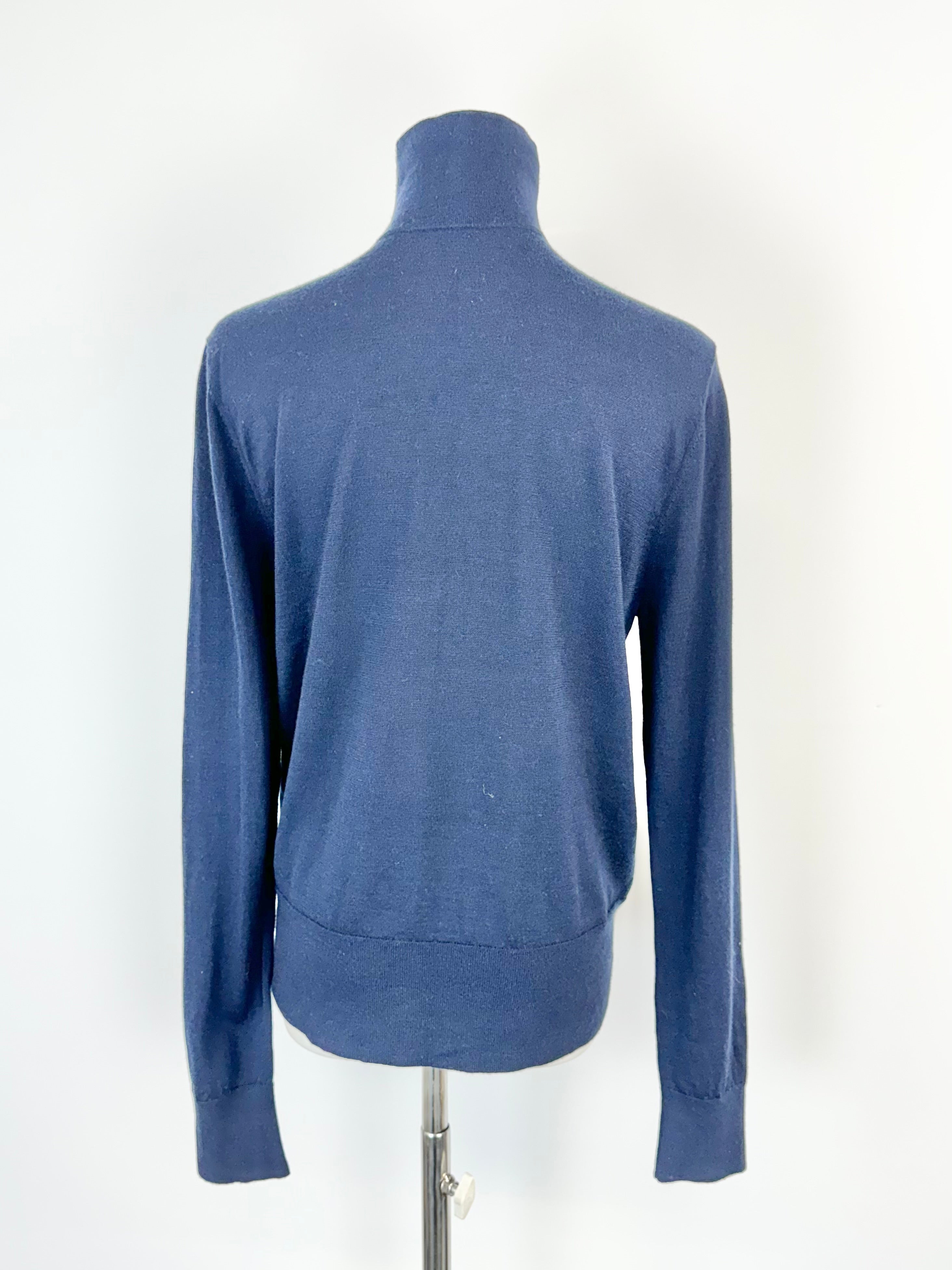 Bassike Knits Navy Merino Wool Skivvy - AU10