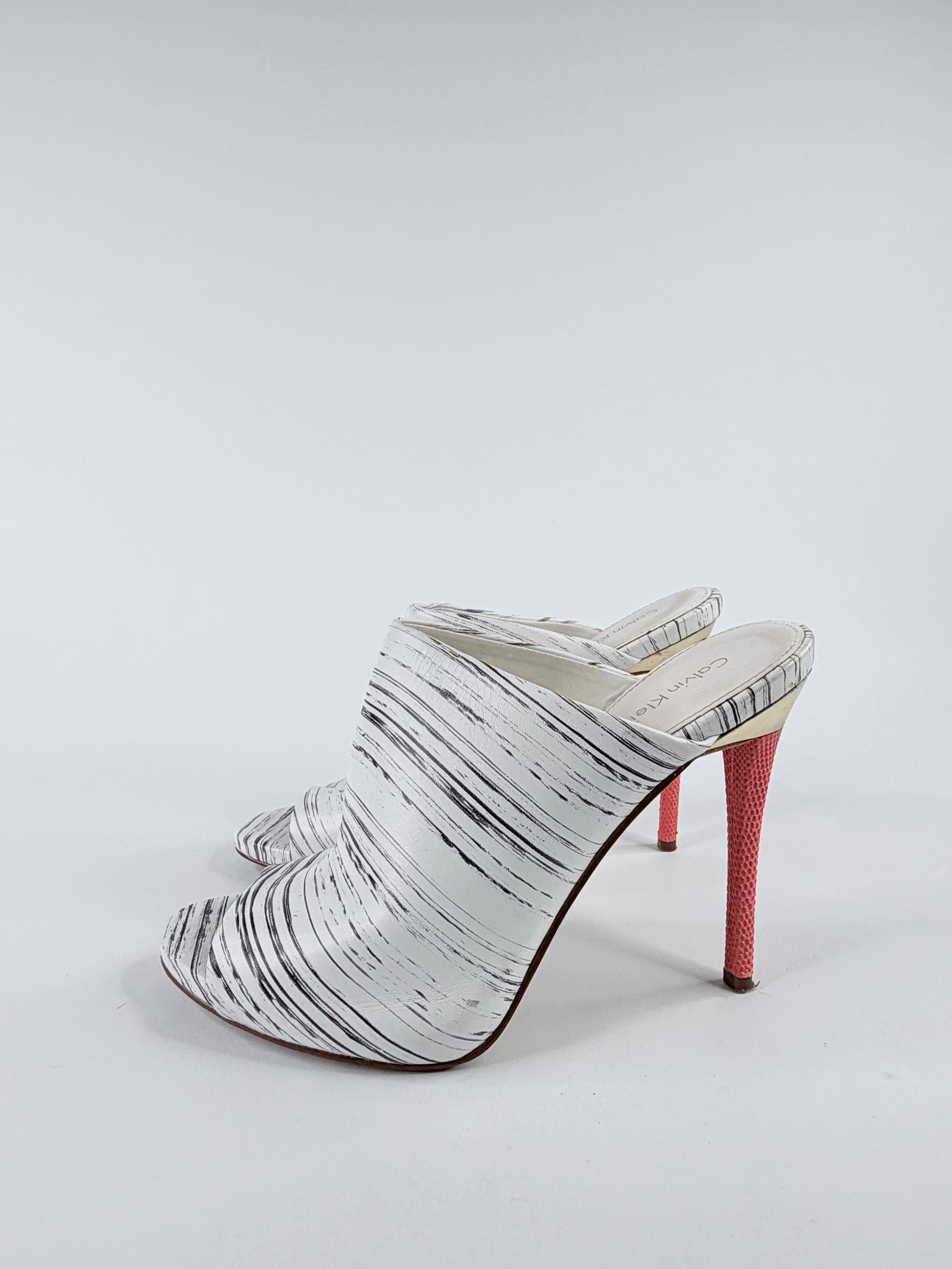 Calvin Klein White Zebra Pattern Mules - EU36