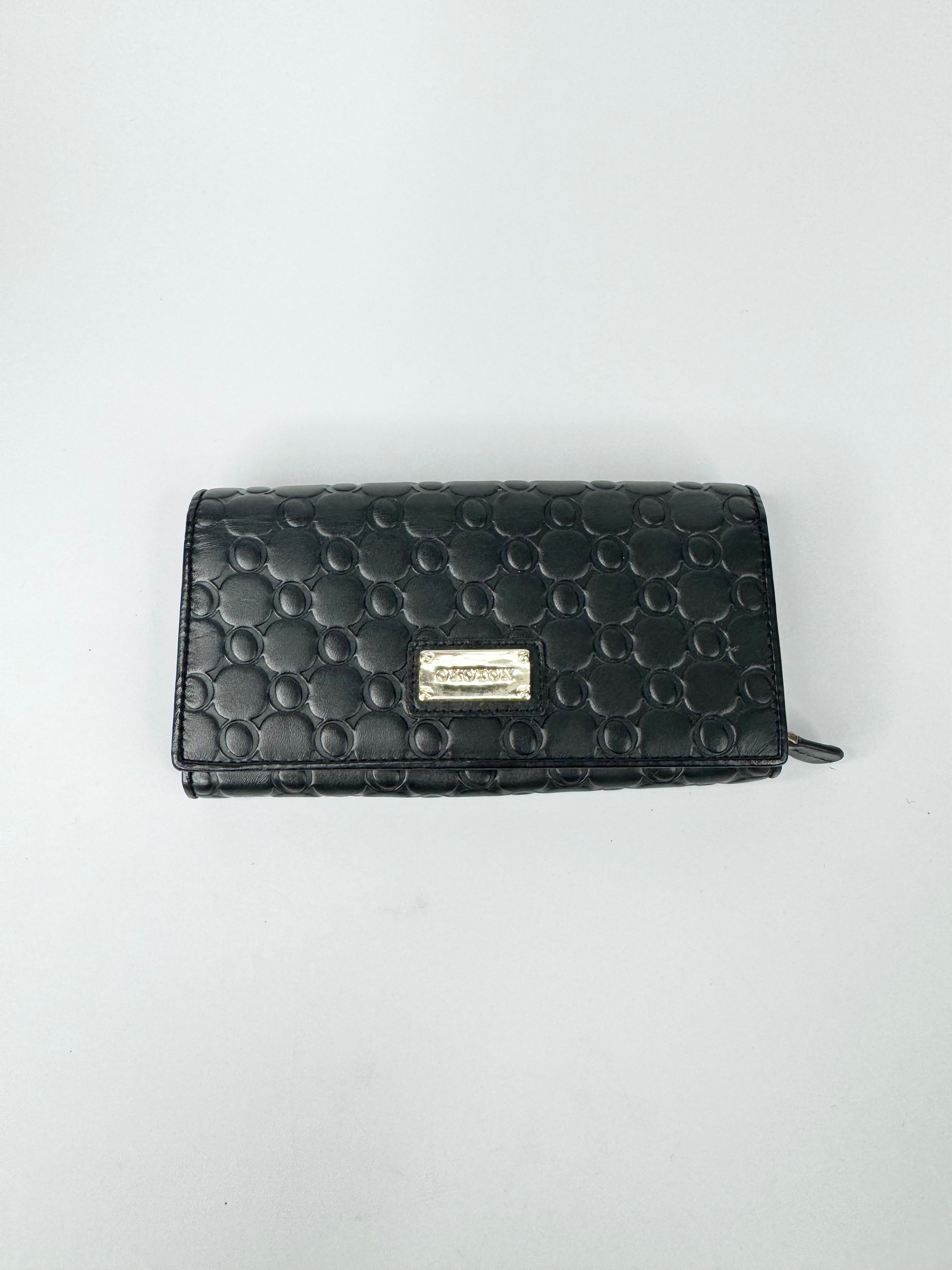Oroton Black 'Roche' Monogramed Purse