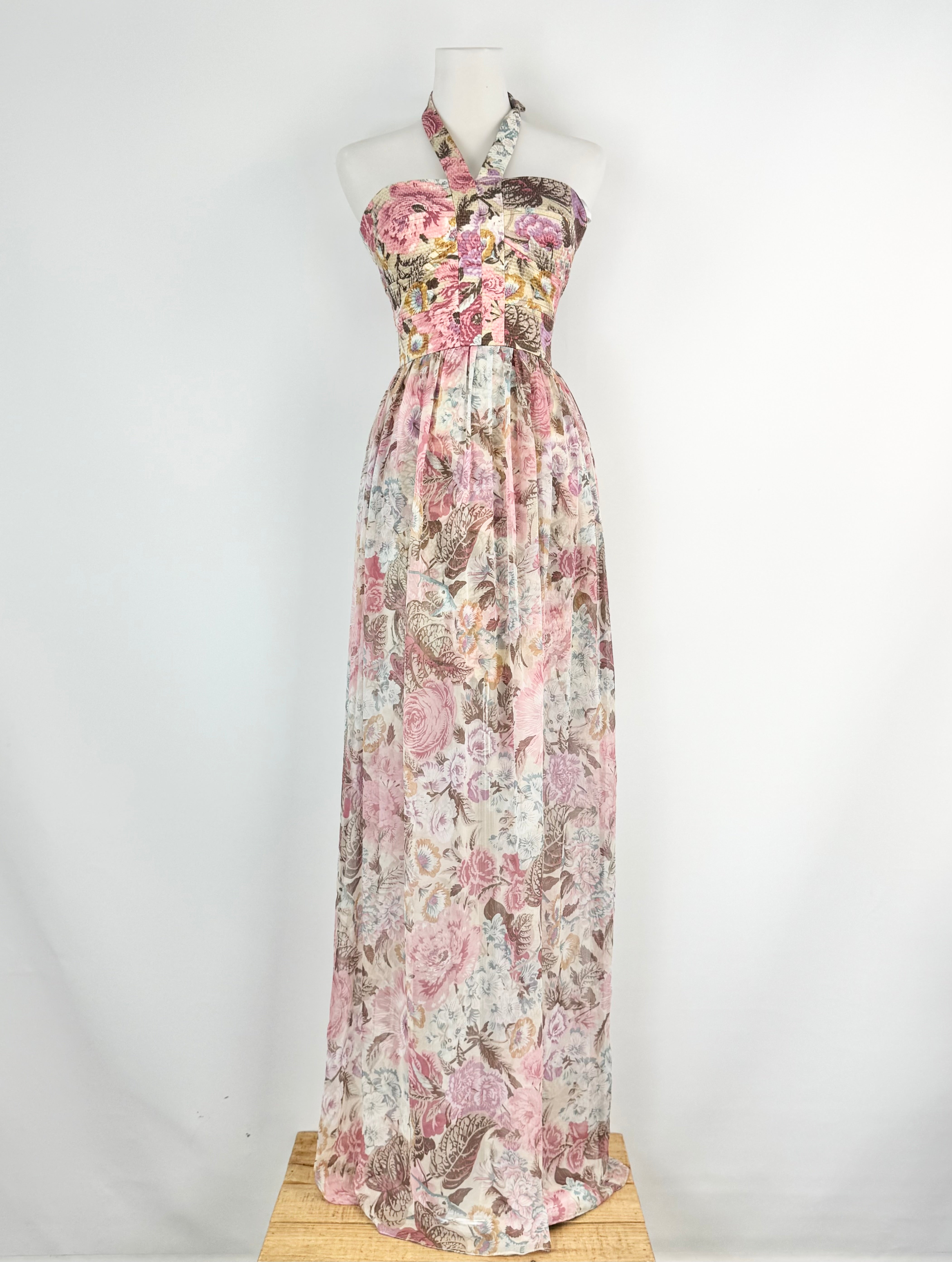 Zimmermann Botanical Patterned Silk & Cotton Halter Neck Maxi Dress - AU8