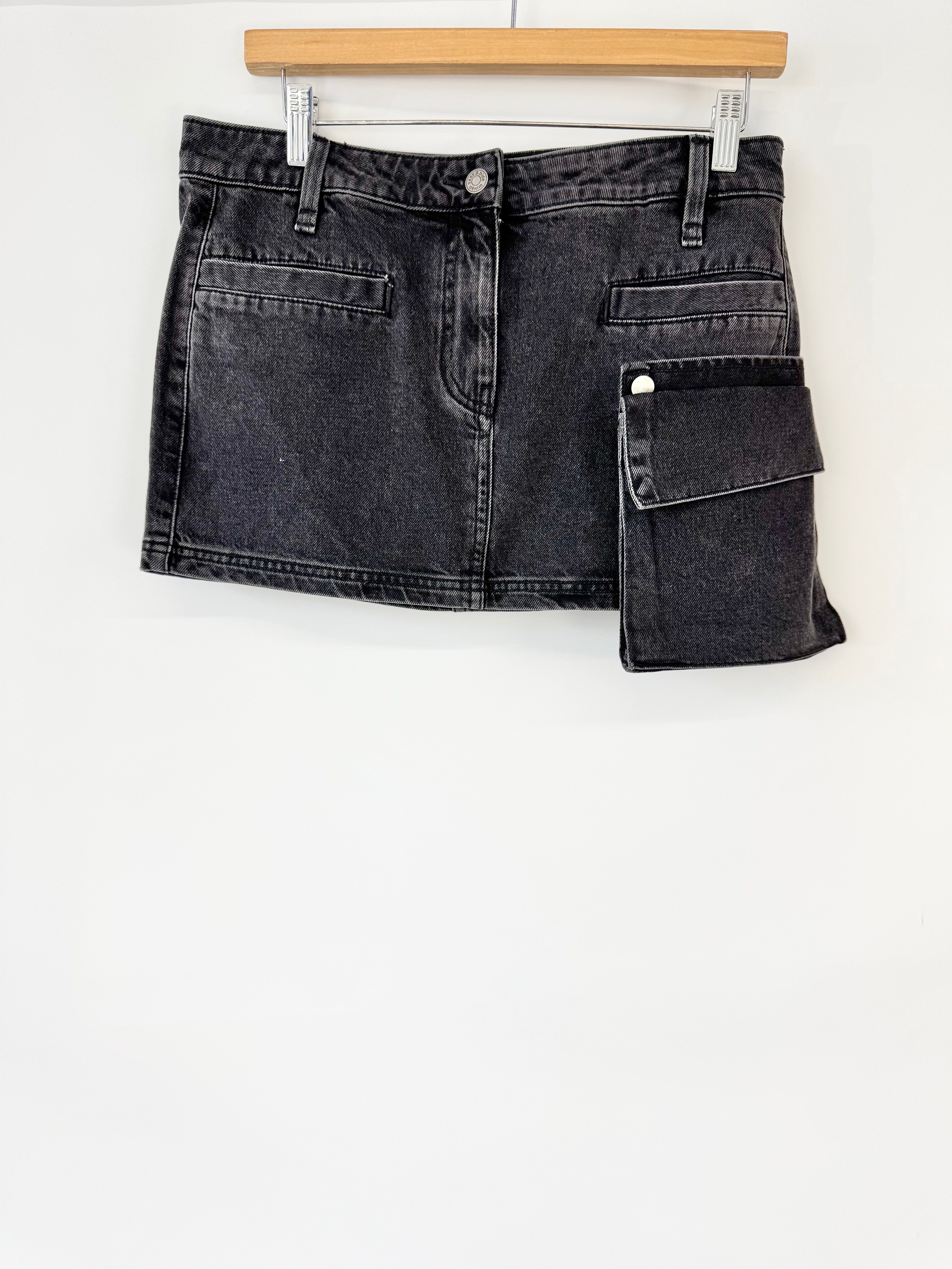 Sass & Bide Grey Denim 'Dark Knight' Cargo Pocket Mini Skirt - AU8