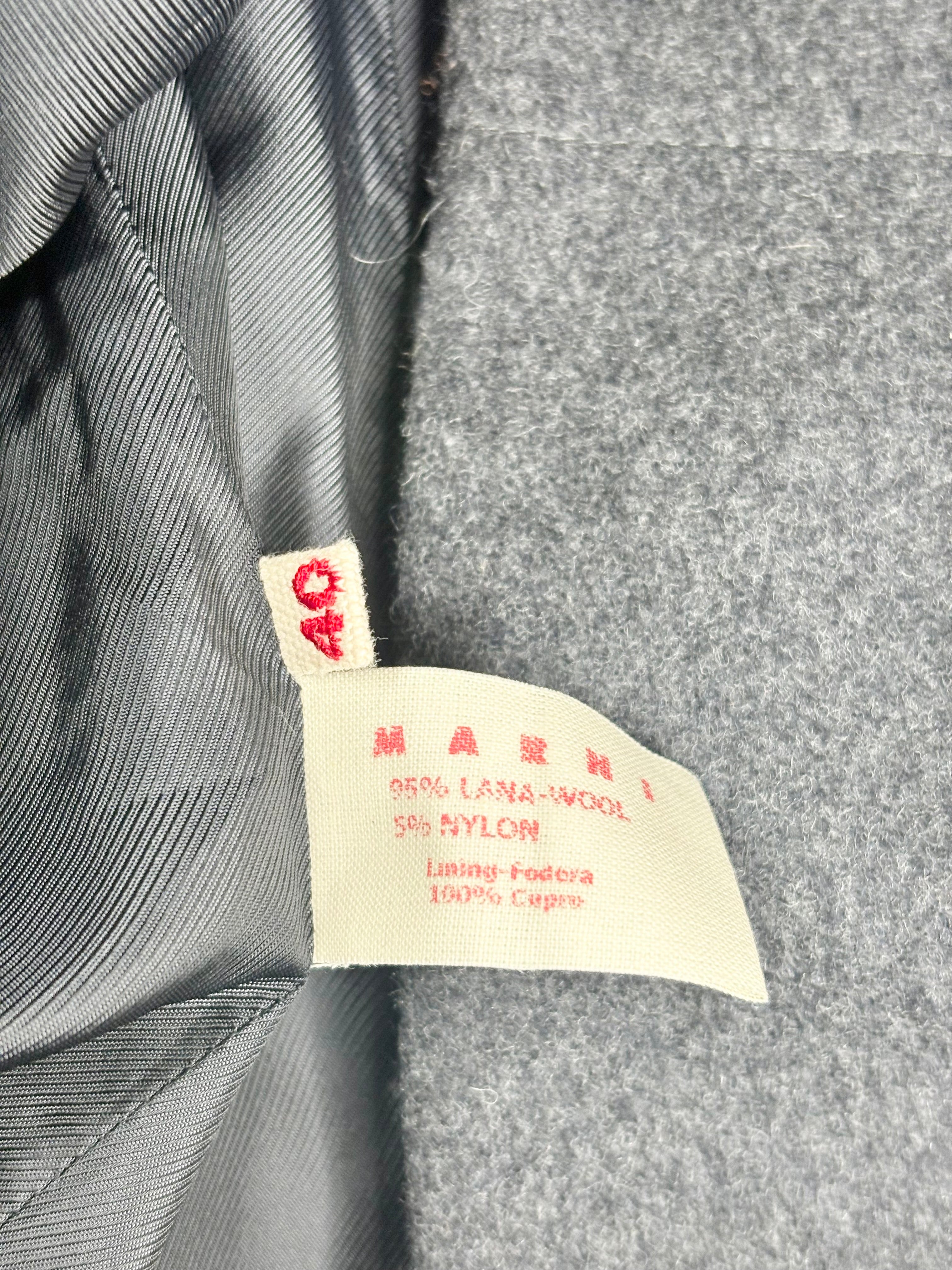 Marni Charcoal Wool-Blend Peplum Coat - AU8