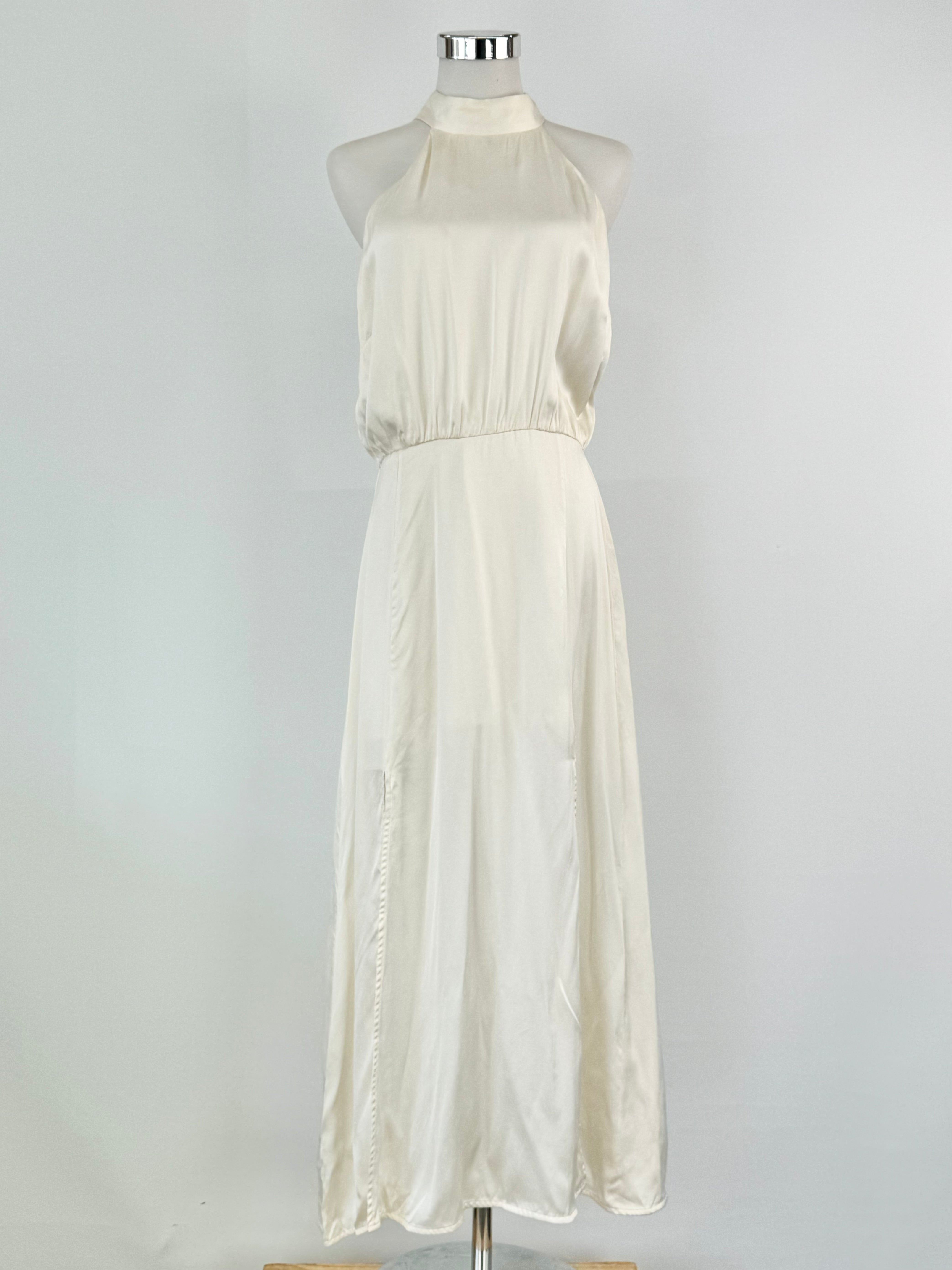 Zimmermann Pale Cream Silk Halter Neck Maxi Dress - AU10