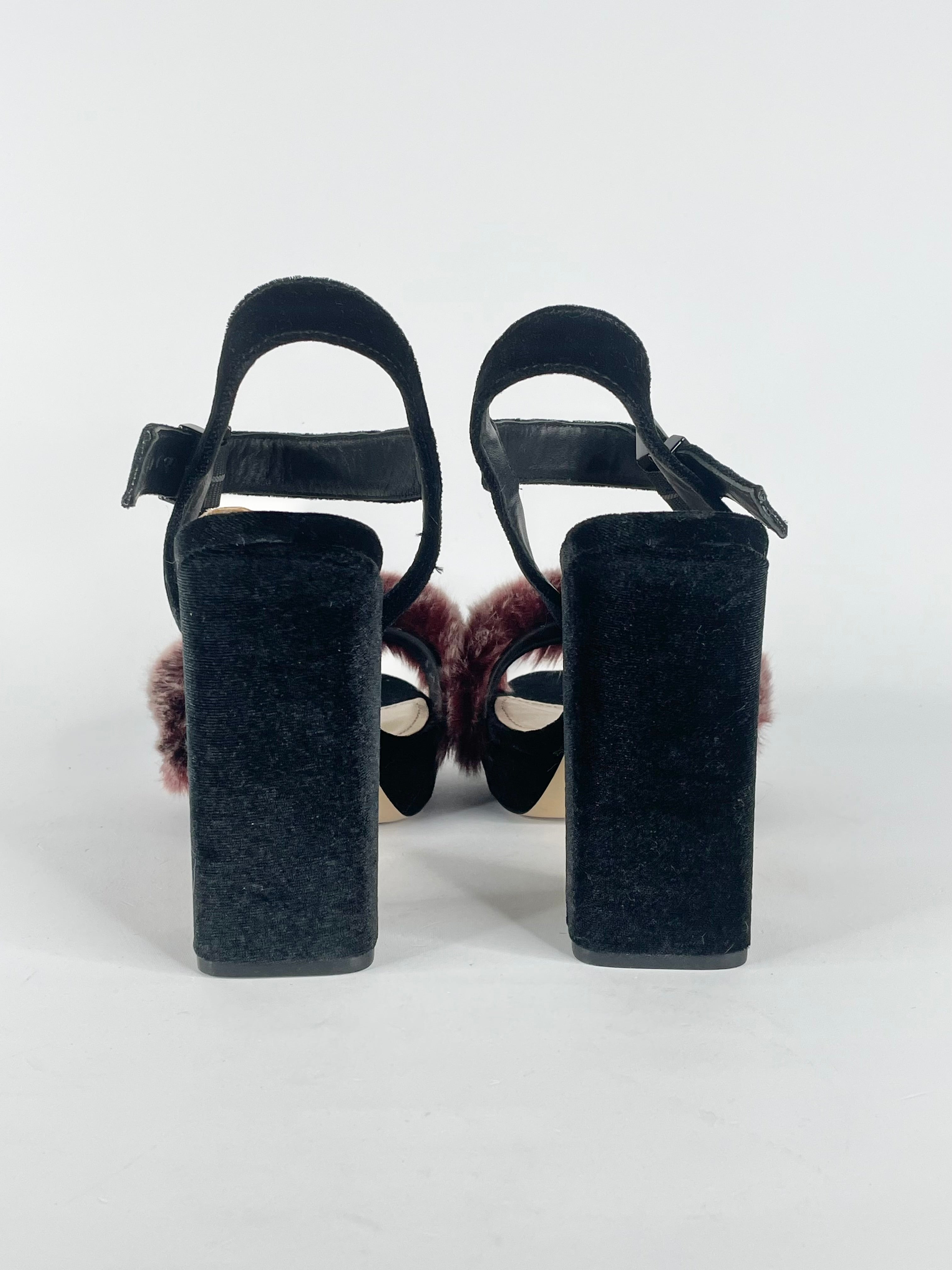 Mimco Black Velour 'Cuddle' Platform Heels - EU40