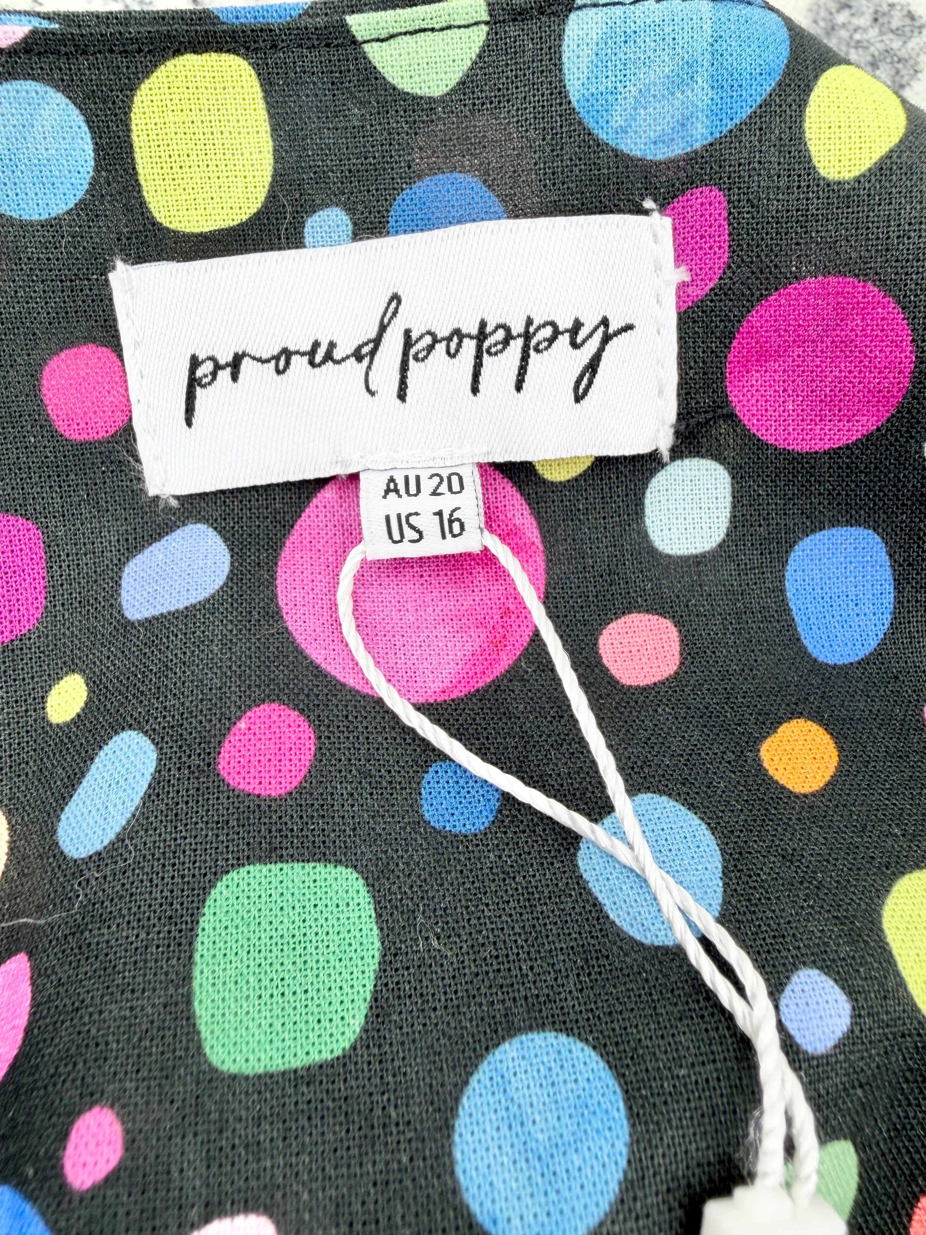 Proud Poppy Black & Multicolour 'Audrey, Pebble' Scrubs NWT - AU20