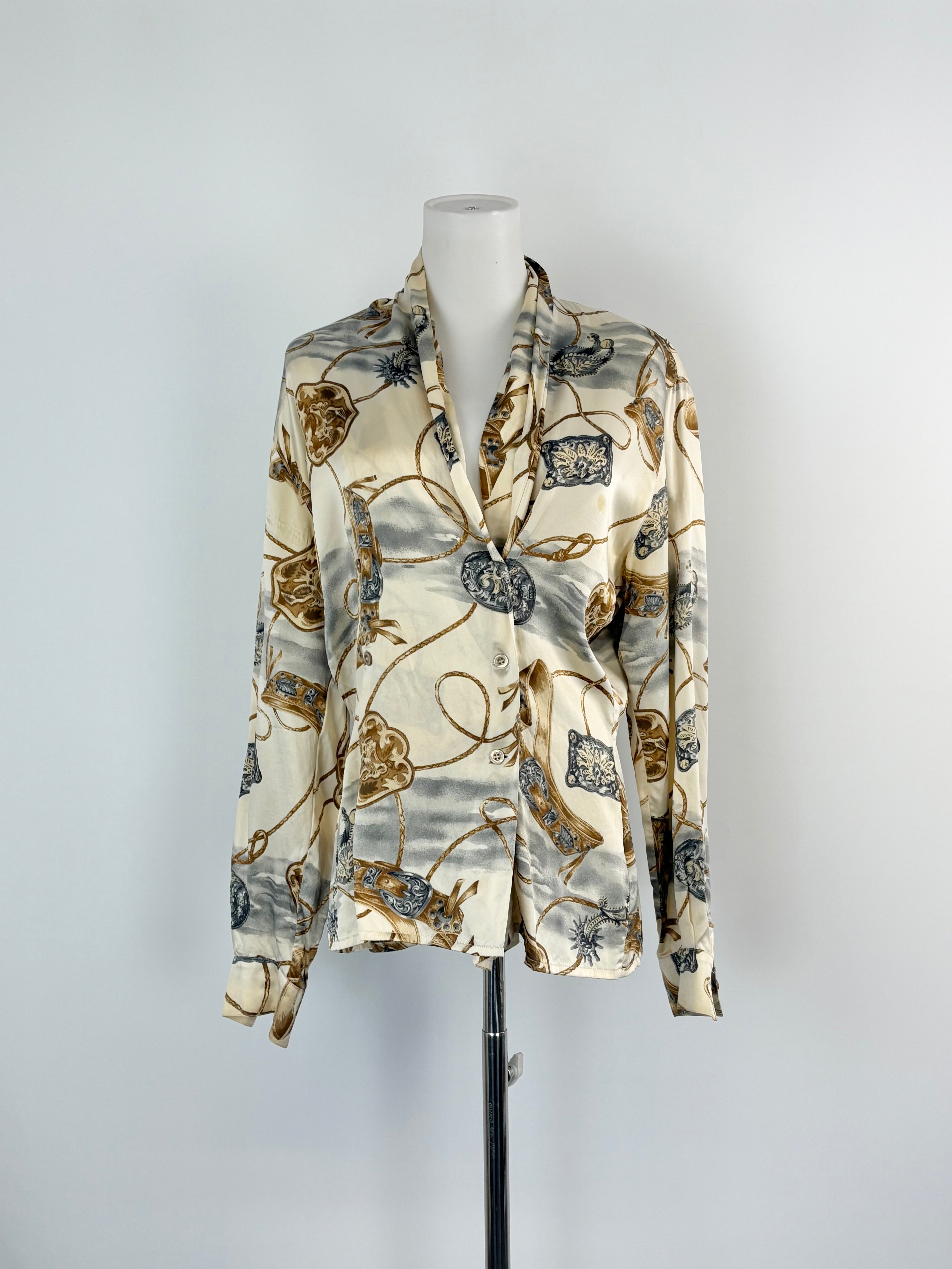 Escada by Margaretha Ley Vintage Patterned Silk Blouse - AU10