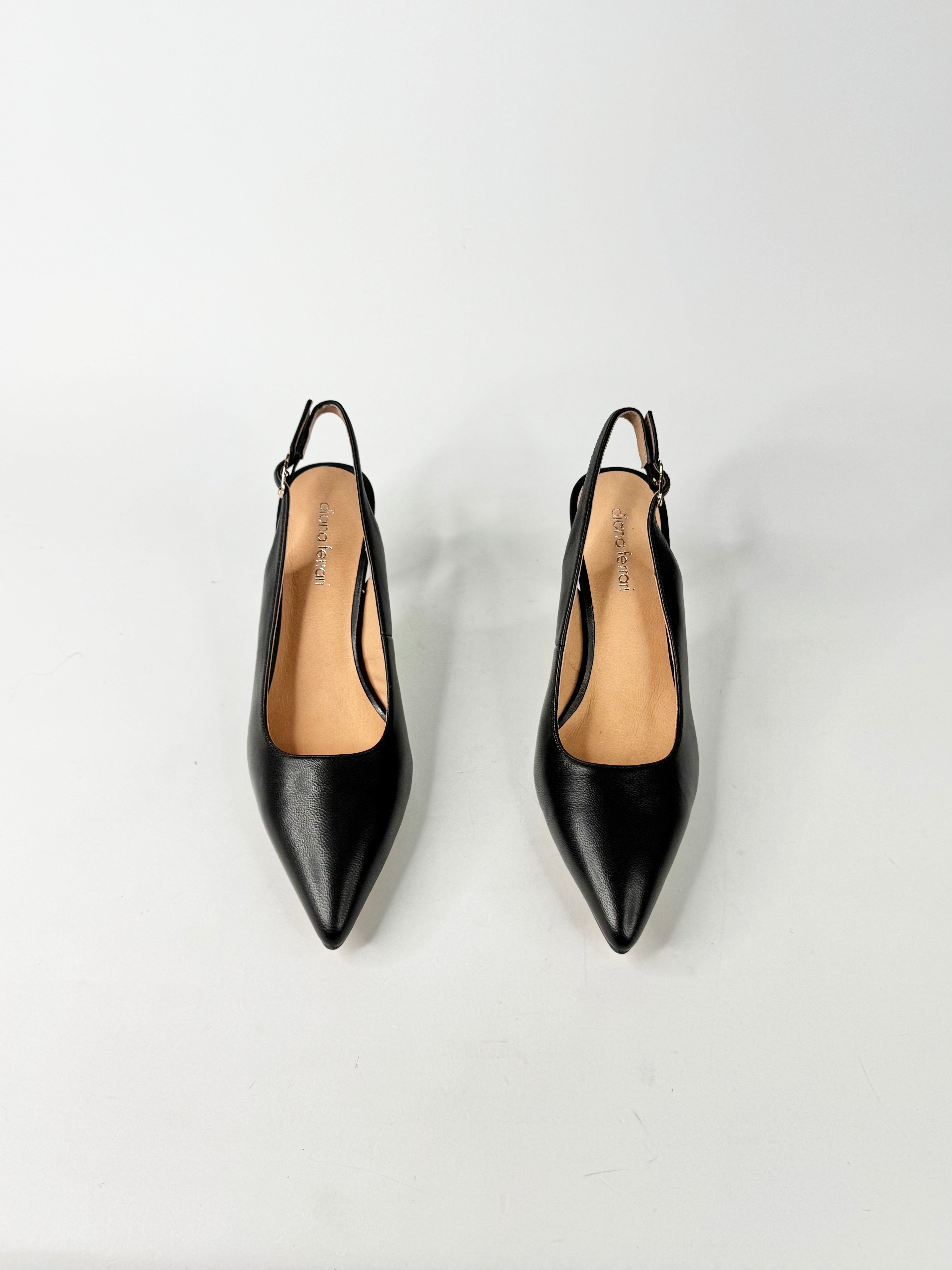 MFW Diana Ferrari Tiyena Black Leather Heels - EU37