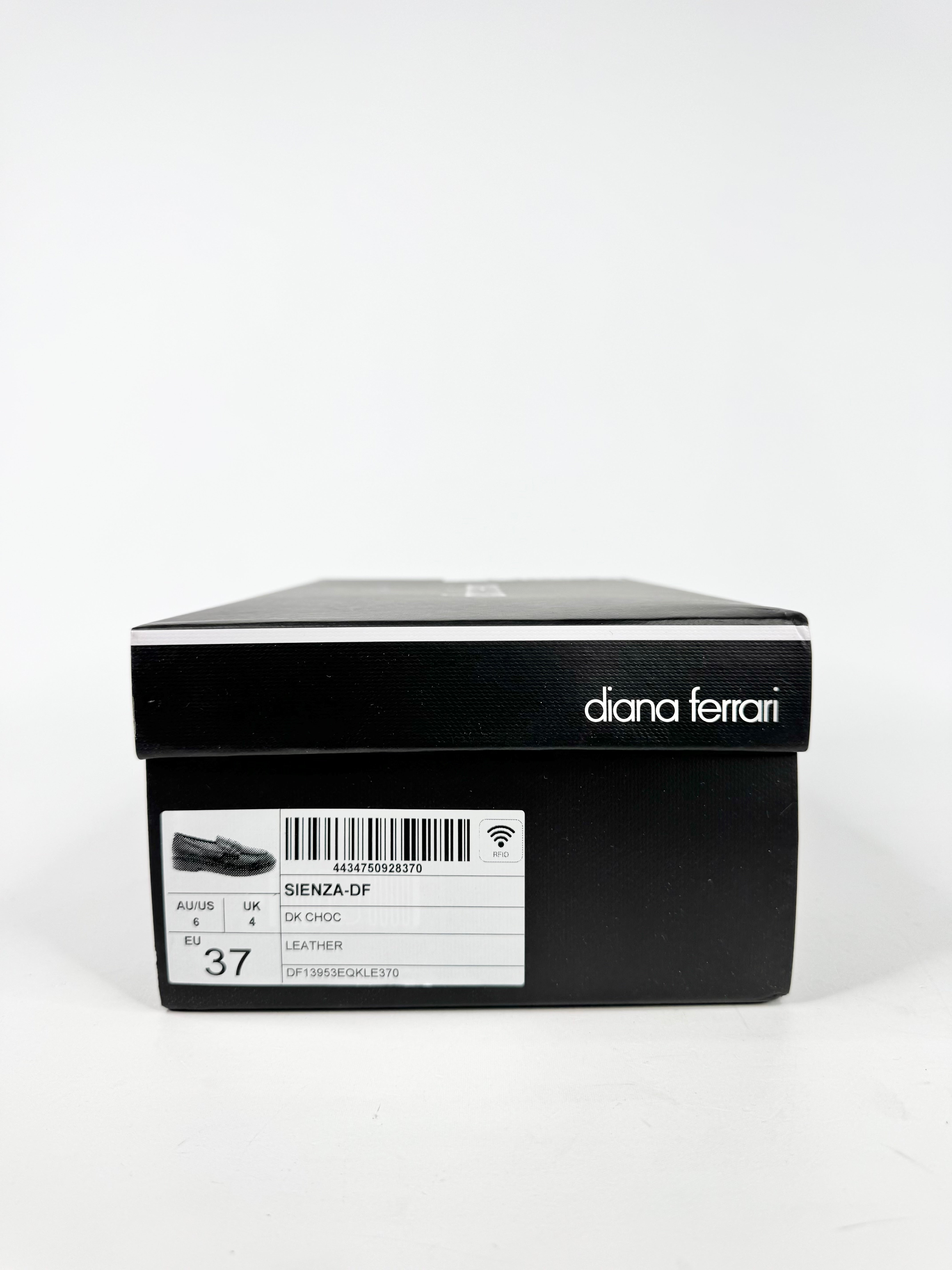 MFW Diana Ferrari Sienza Dark Choc Leather Loafers - EU37