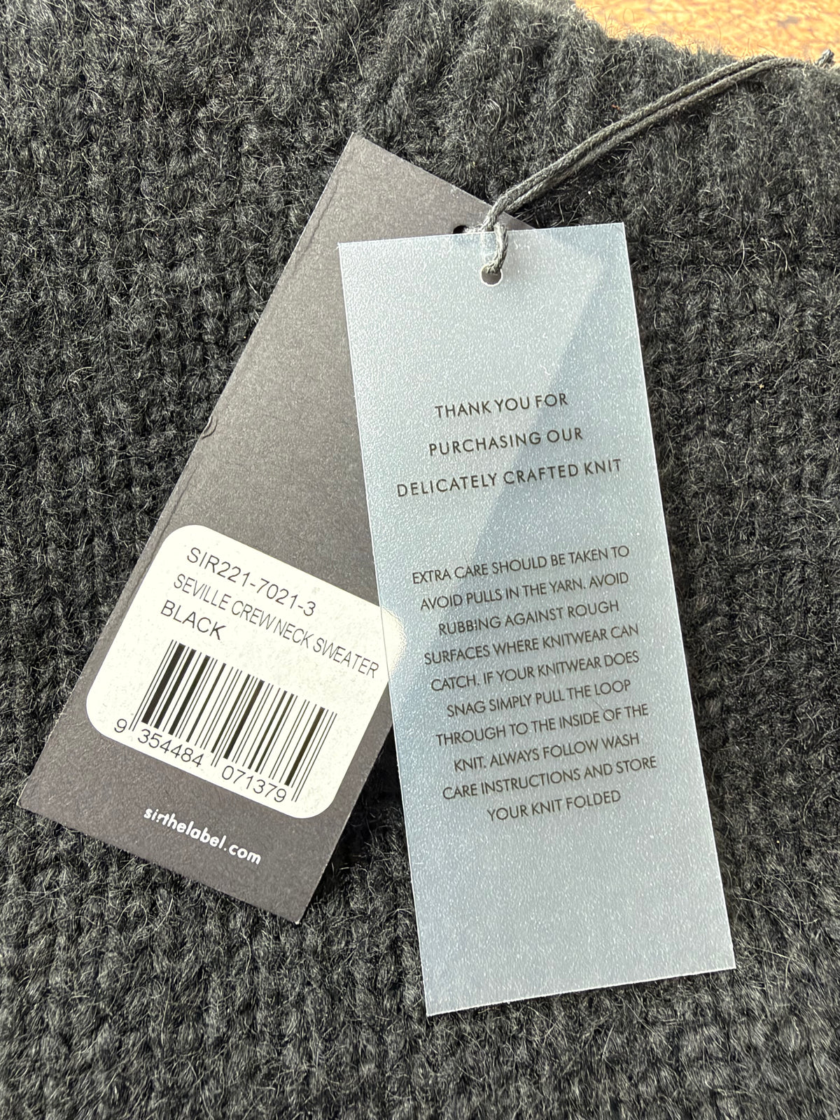 Sir Black Acrylic, Merino & Mohair Blend Fishermens Sweater - AU12/14
