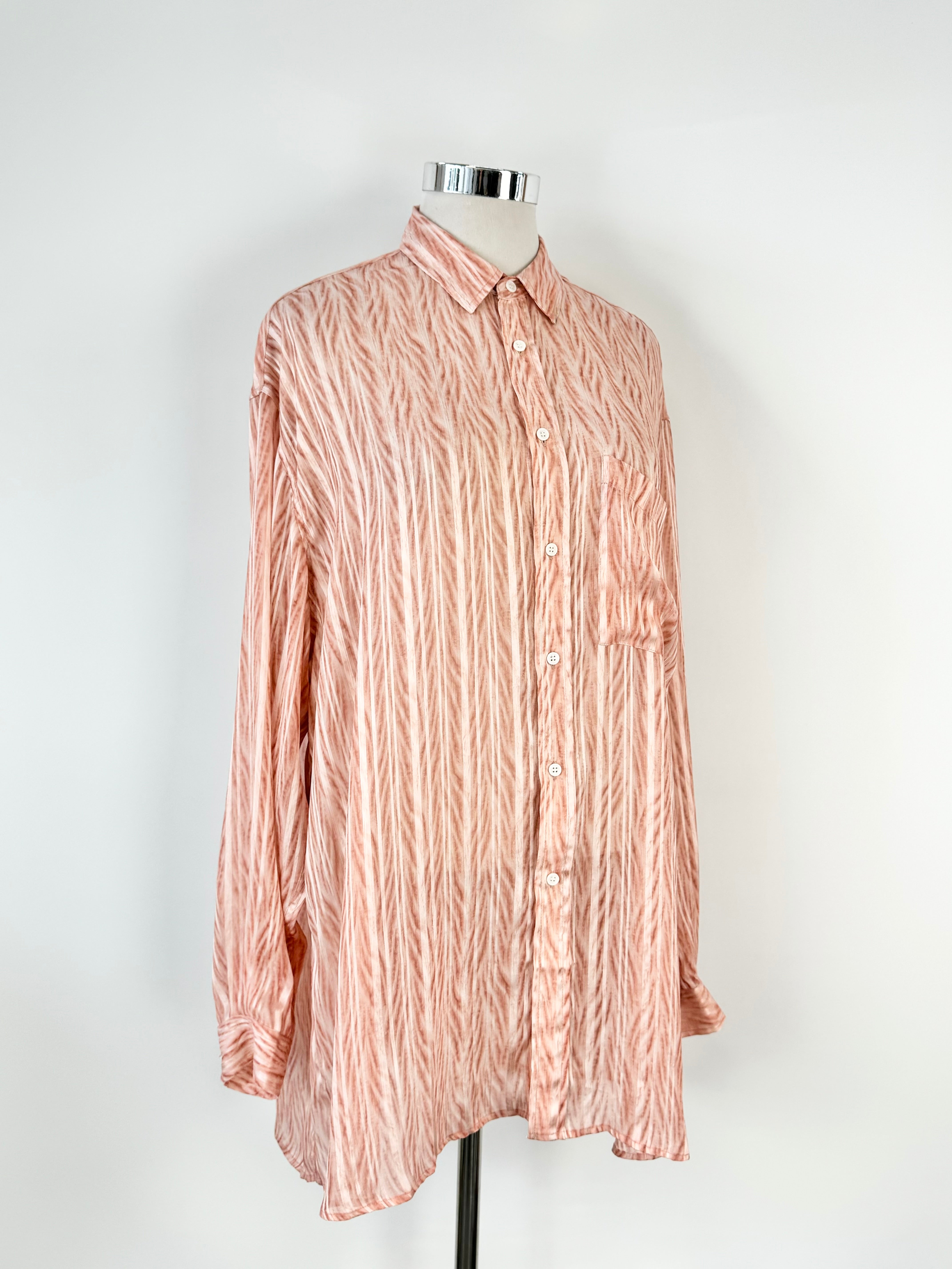 Blanca Soft Peach Striped Sheer Shirt - AU8/10/12