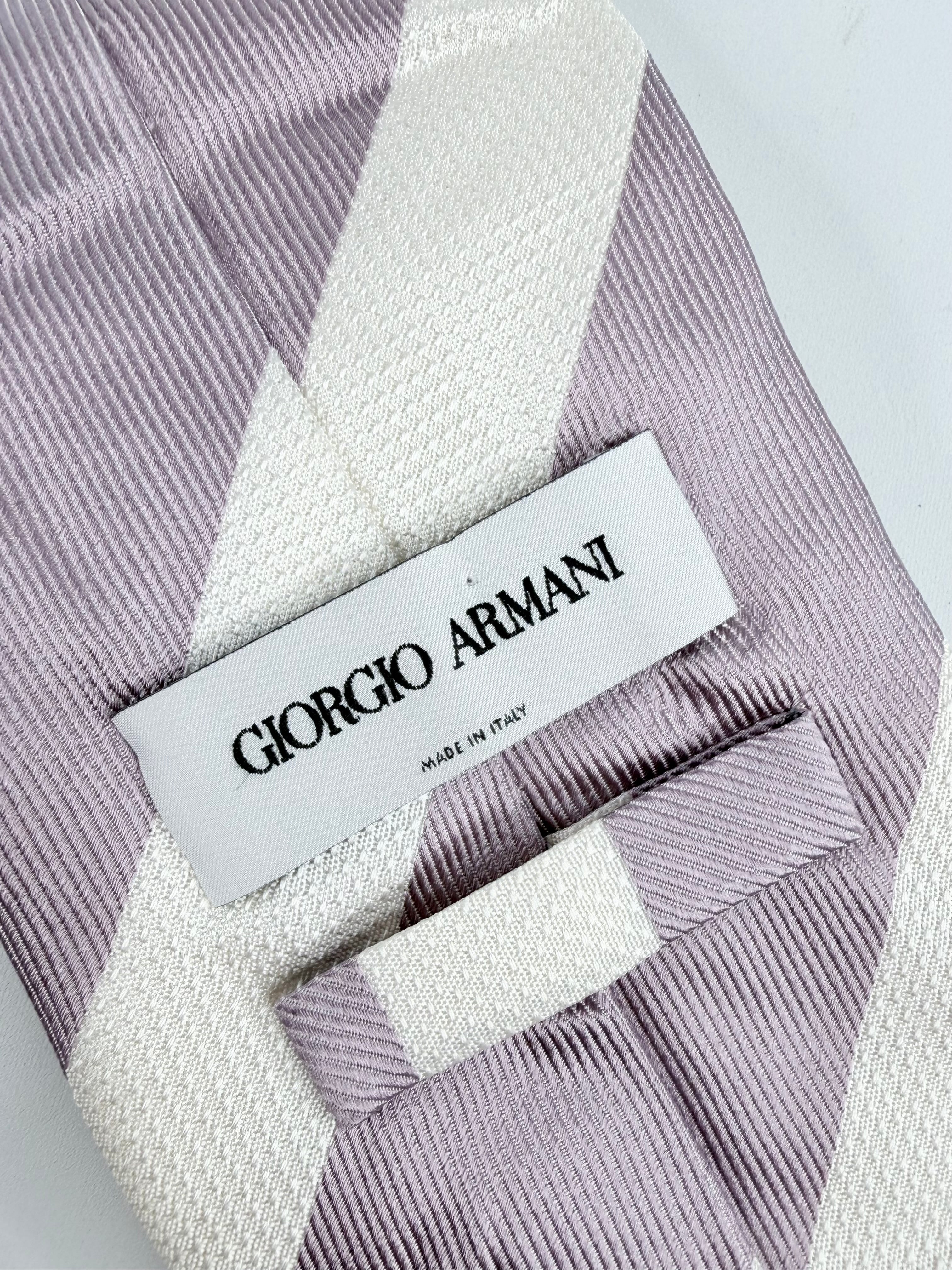 Giorgio Armani Mauve & Ivory Striped Silk Tie