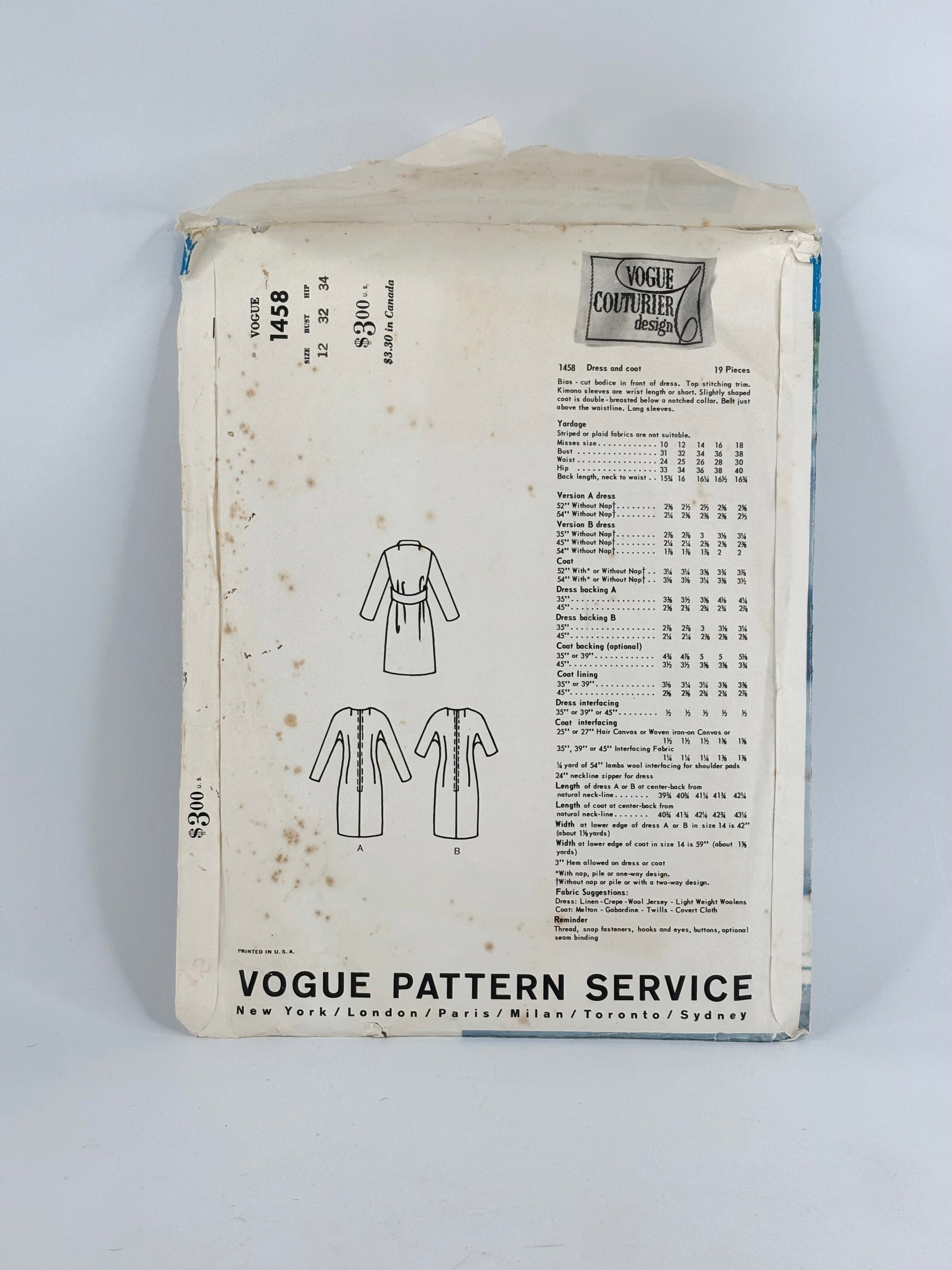 Vogue Couturier Design Rodrigues Dress: No. 1458 - Size 12