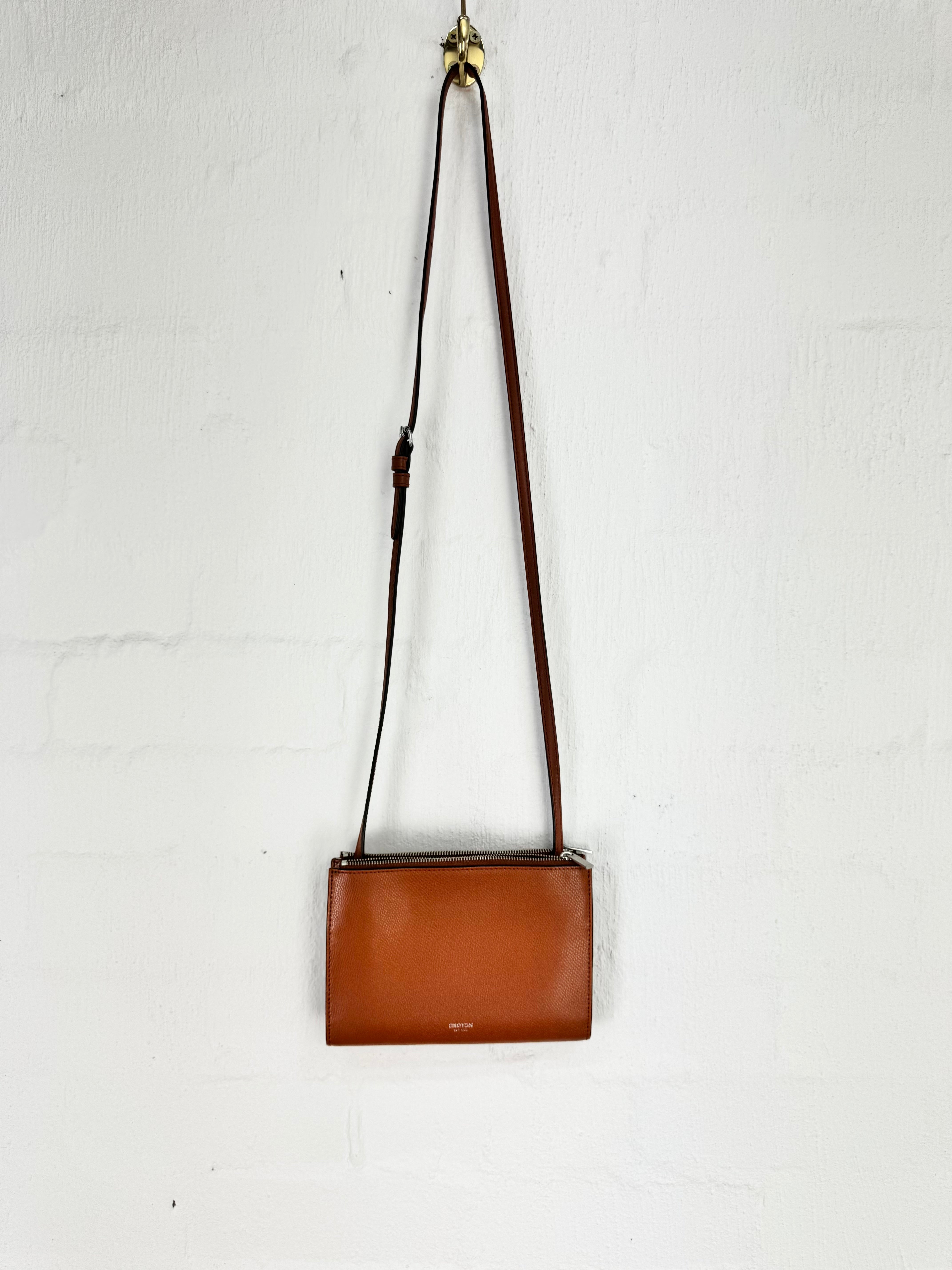 Oroton Tan Leather Cross Body Bag