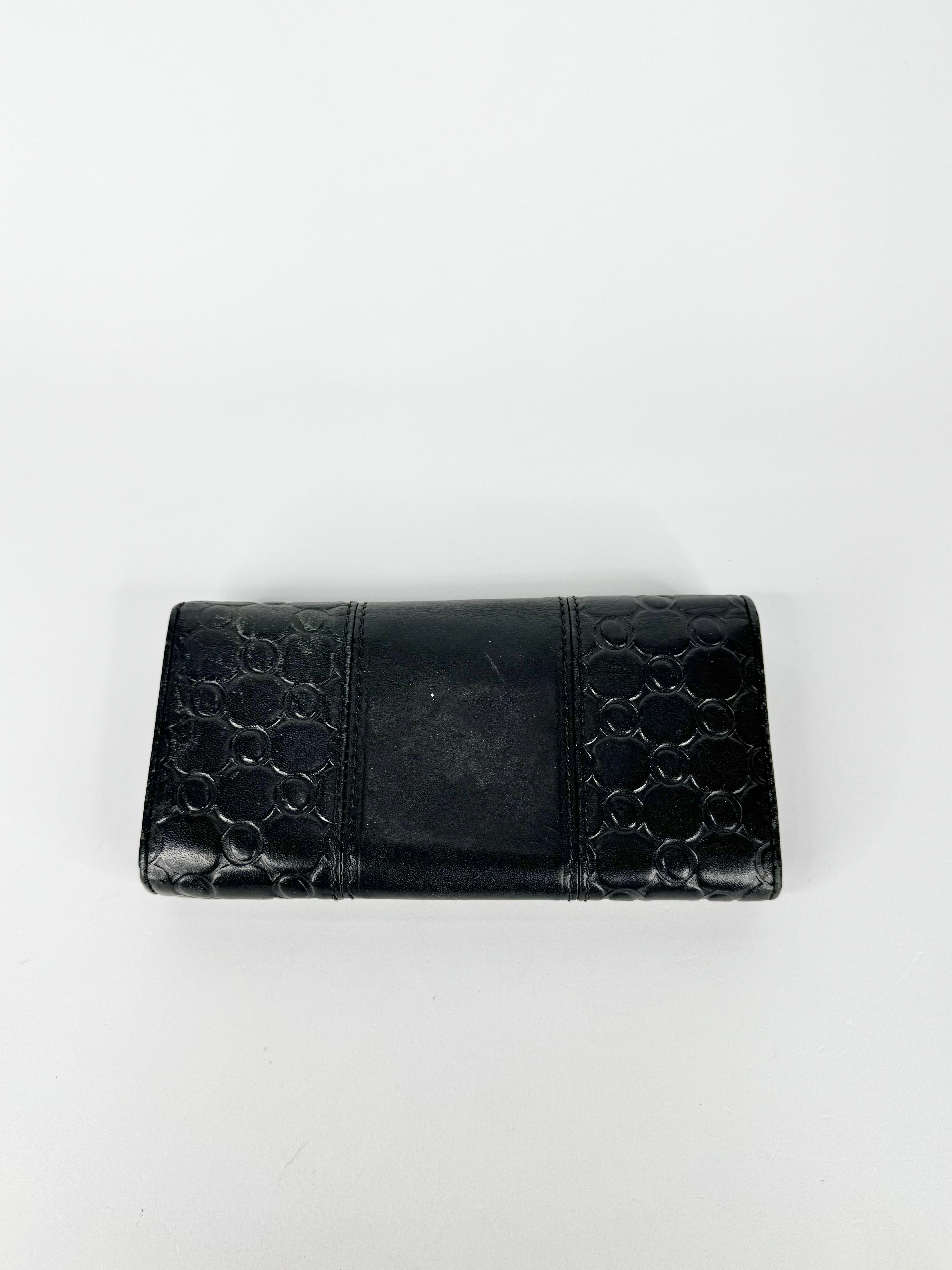 Oroton Black Monogram Embossed Leather Wallet