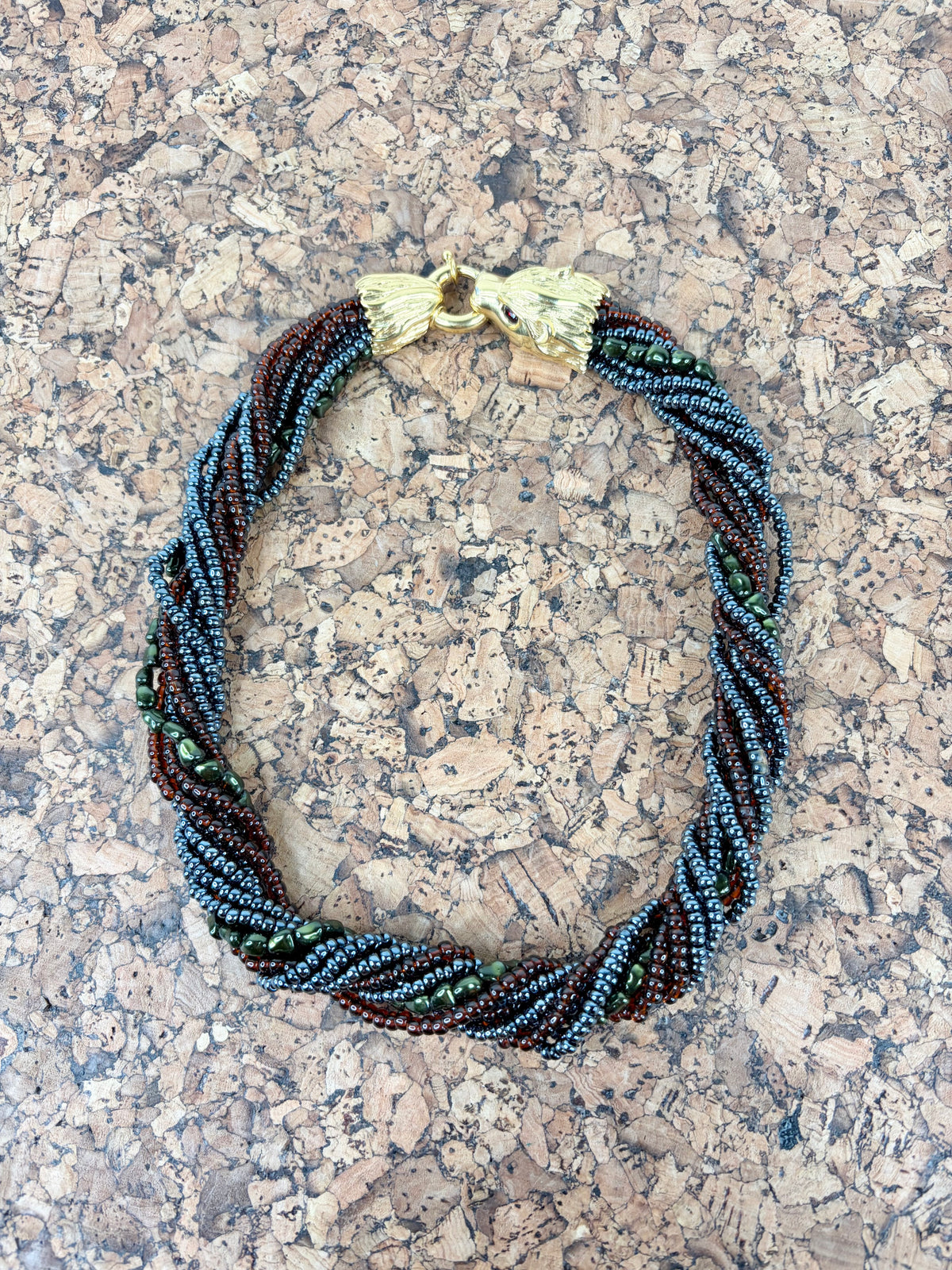 Joan Rivers Multi Strand Beaded Lion Clasp Necklace