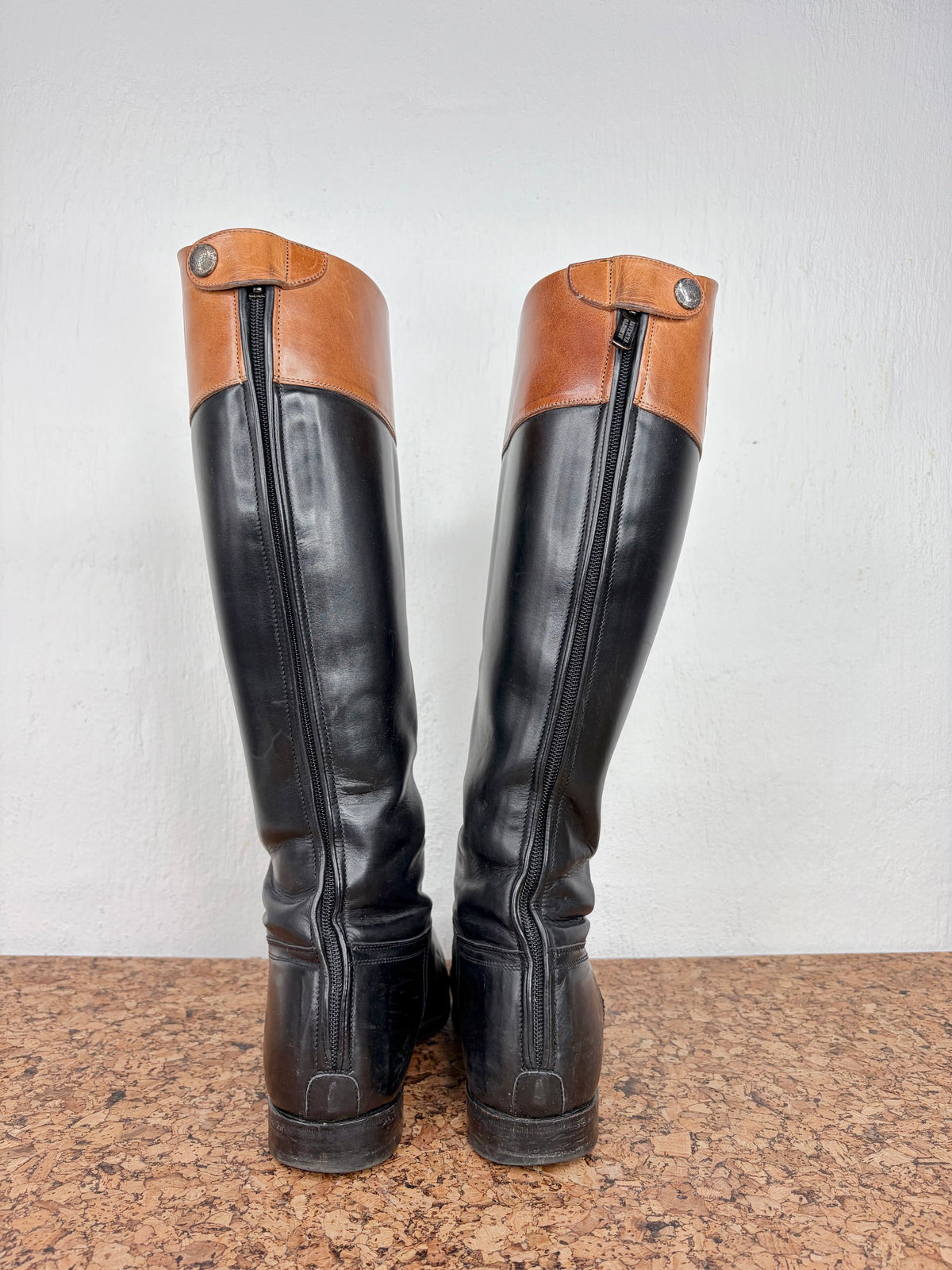 Alberto Fasciani Black & Tan Leather Riding Boots - EU39
