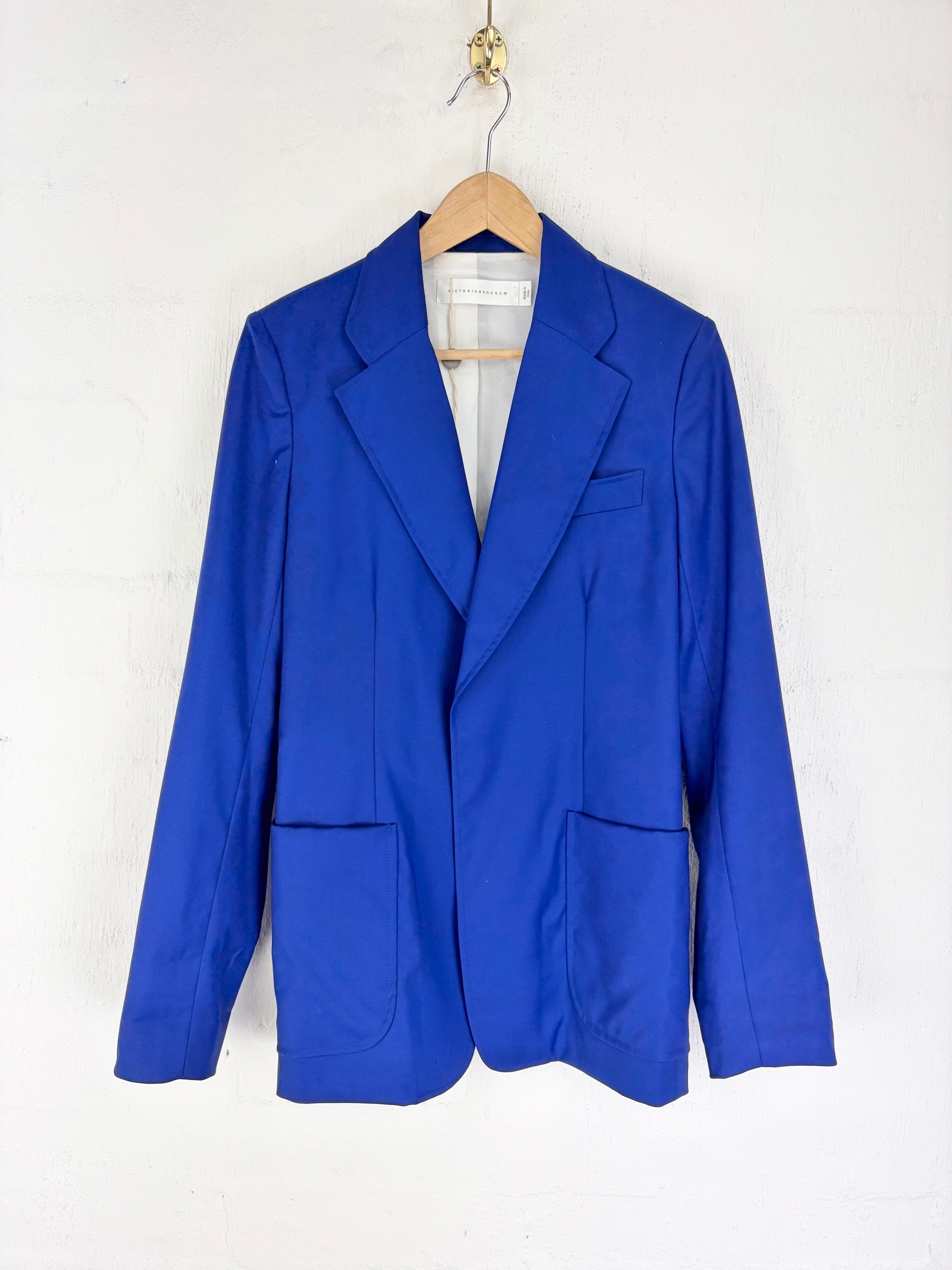 Victoria Beckham Cobalt Blue Tailored Wool Blazer - AU12