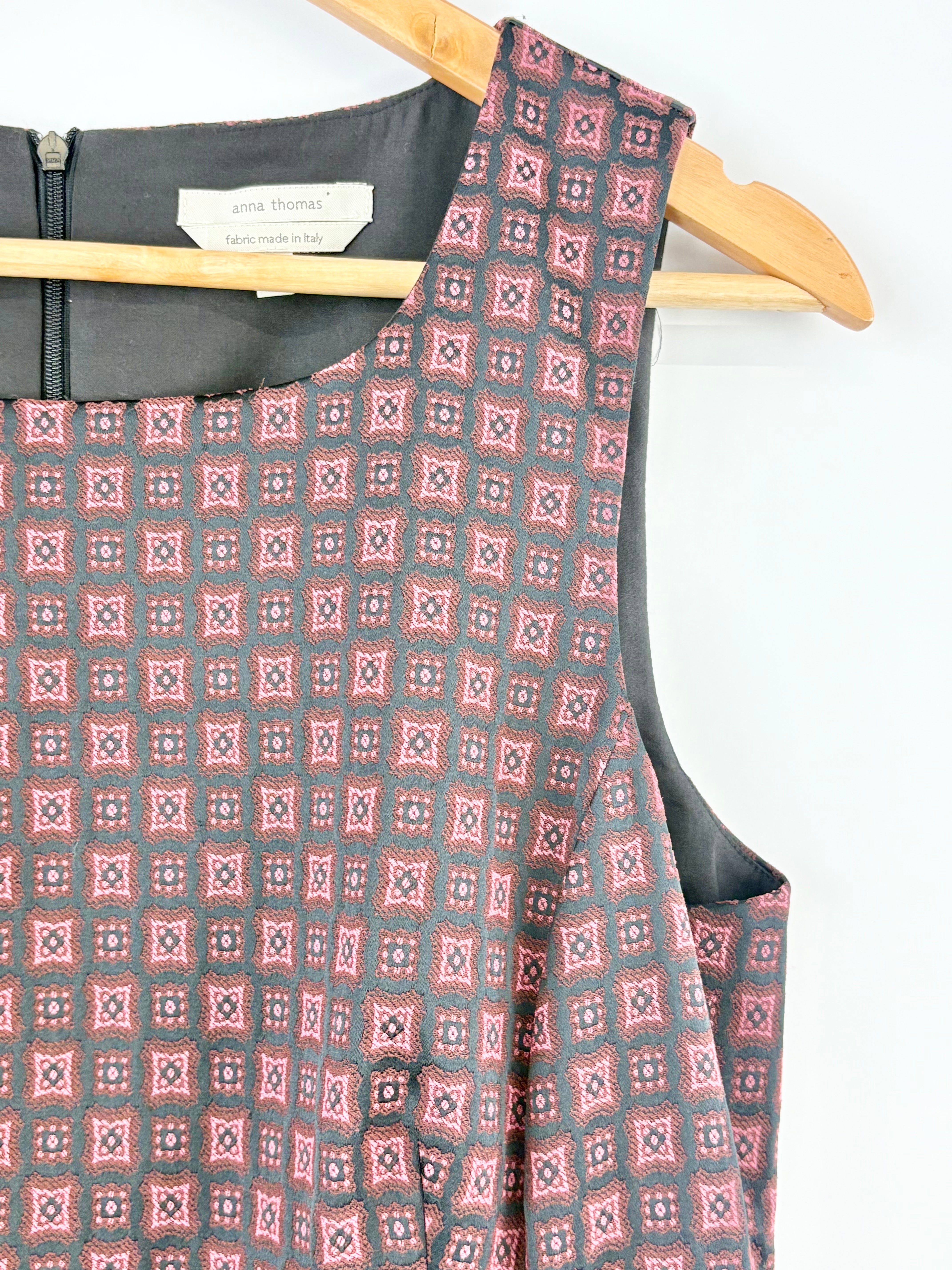 Anna Thomas Maroon Patterned Sleeveless Midi Dress - AU14