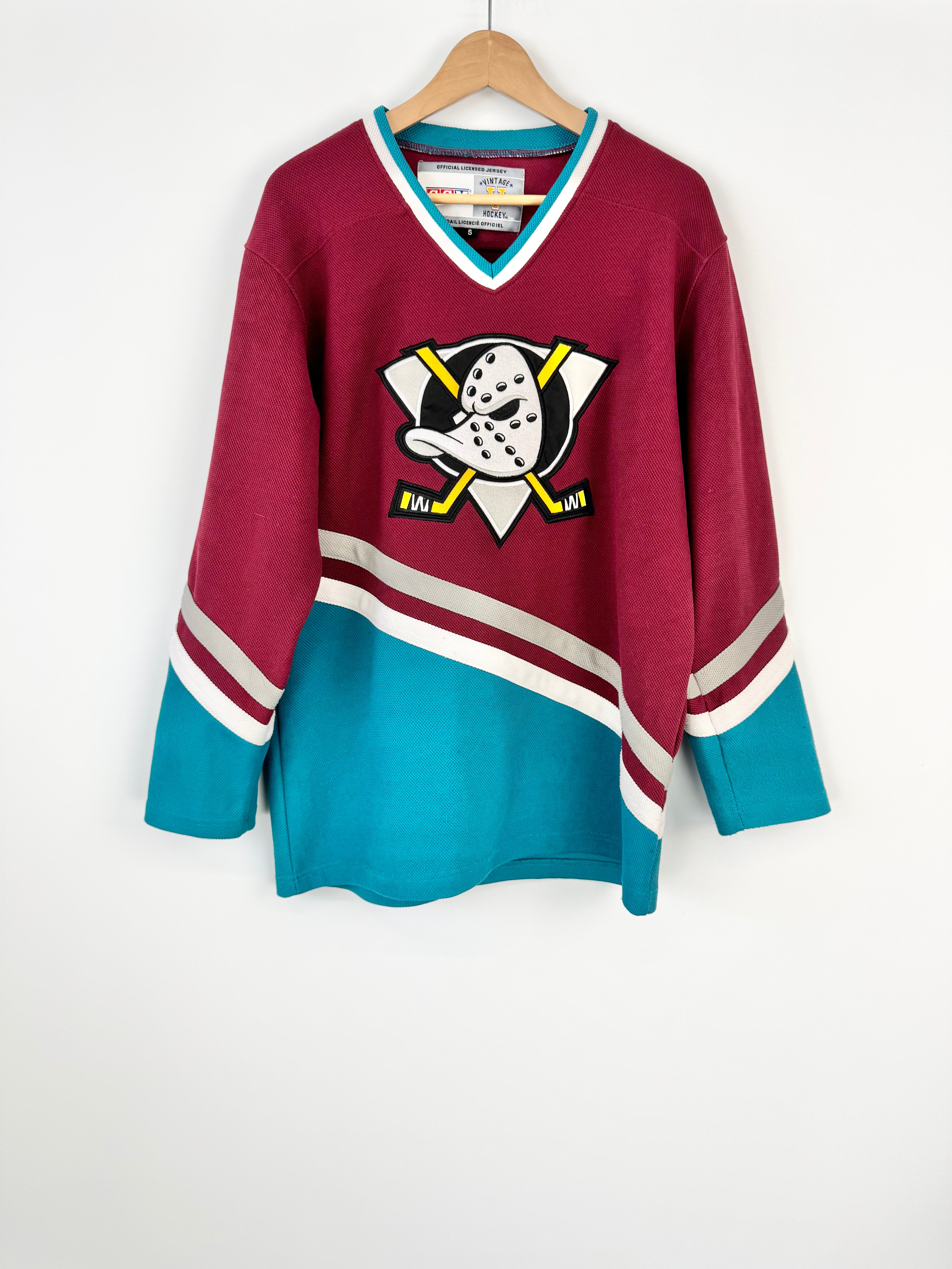 CCM Maroon & Teal Mighty Ducks Hockey Jersey - S