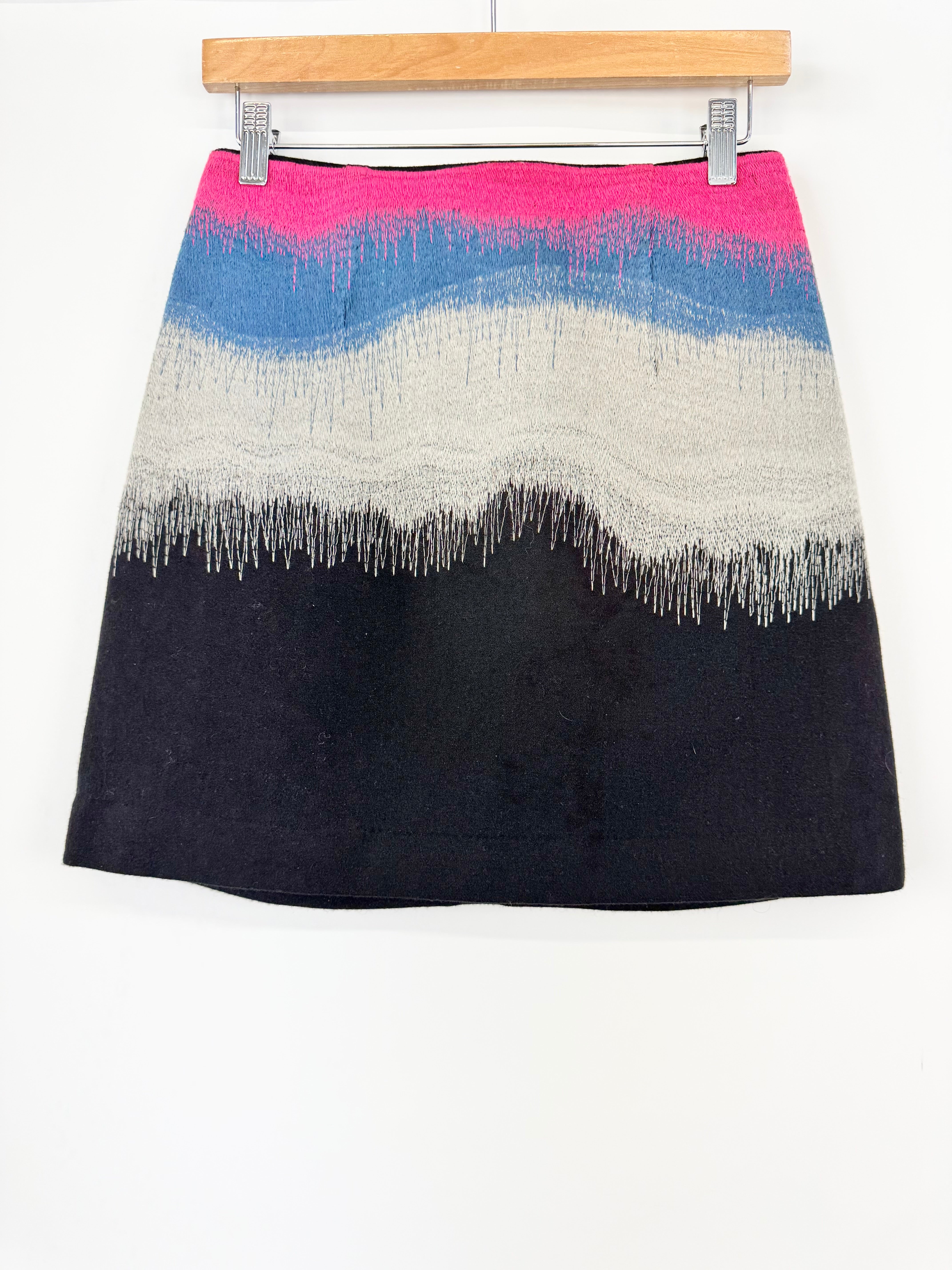 Alpha 60 Black Embroidered Drip Effect Skirt - AU8/10