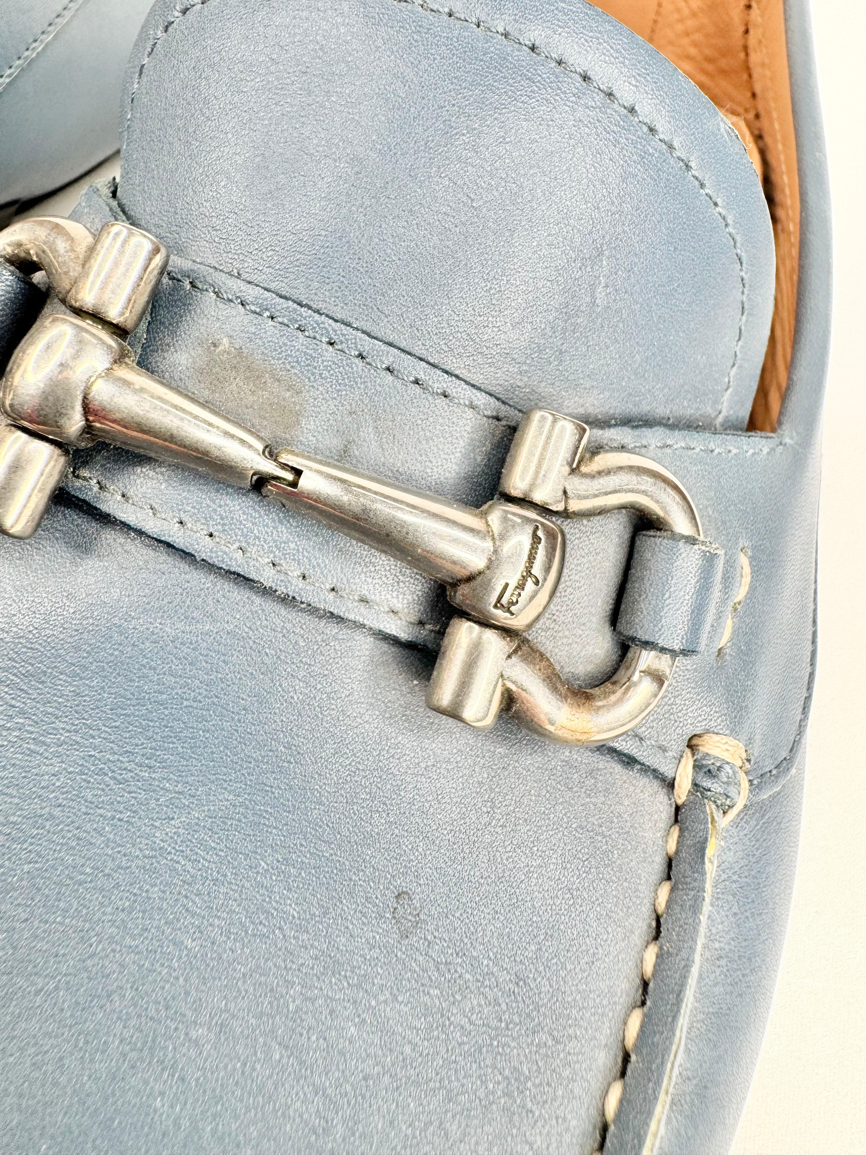 Salvatore Ferragamo Blue Horsebit Loafers - EU 8.5