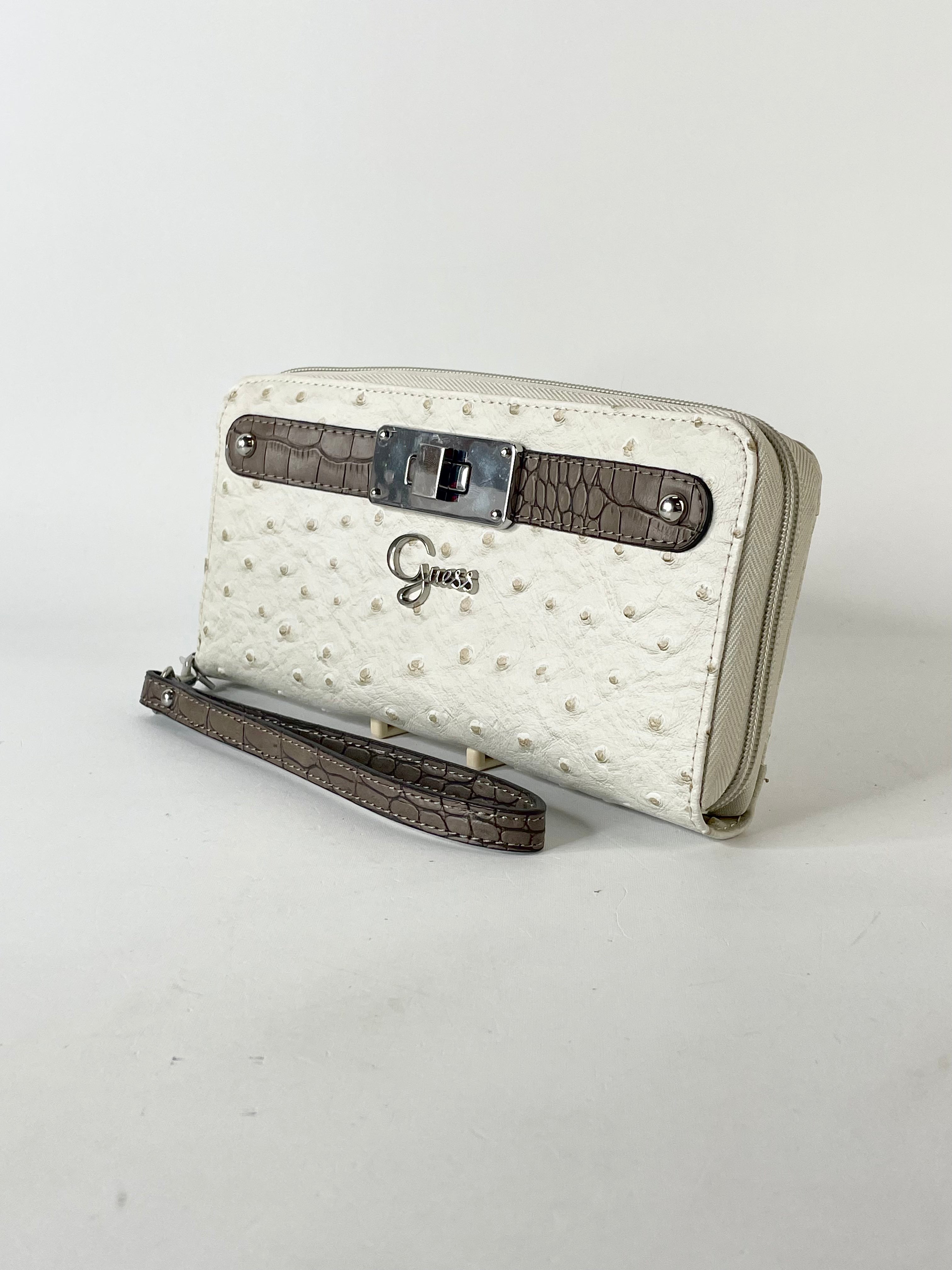 Guess Off-White Stud Texture Wristlet