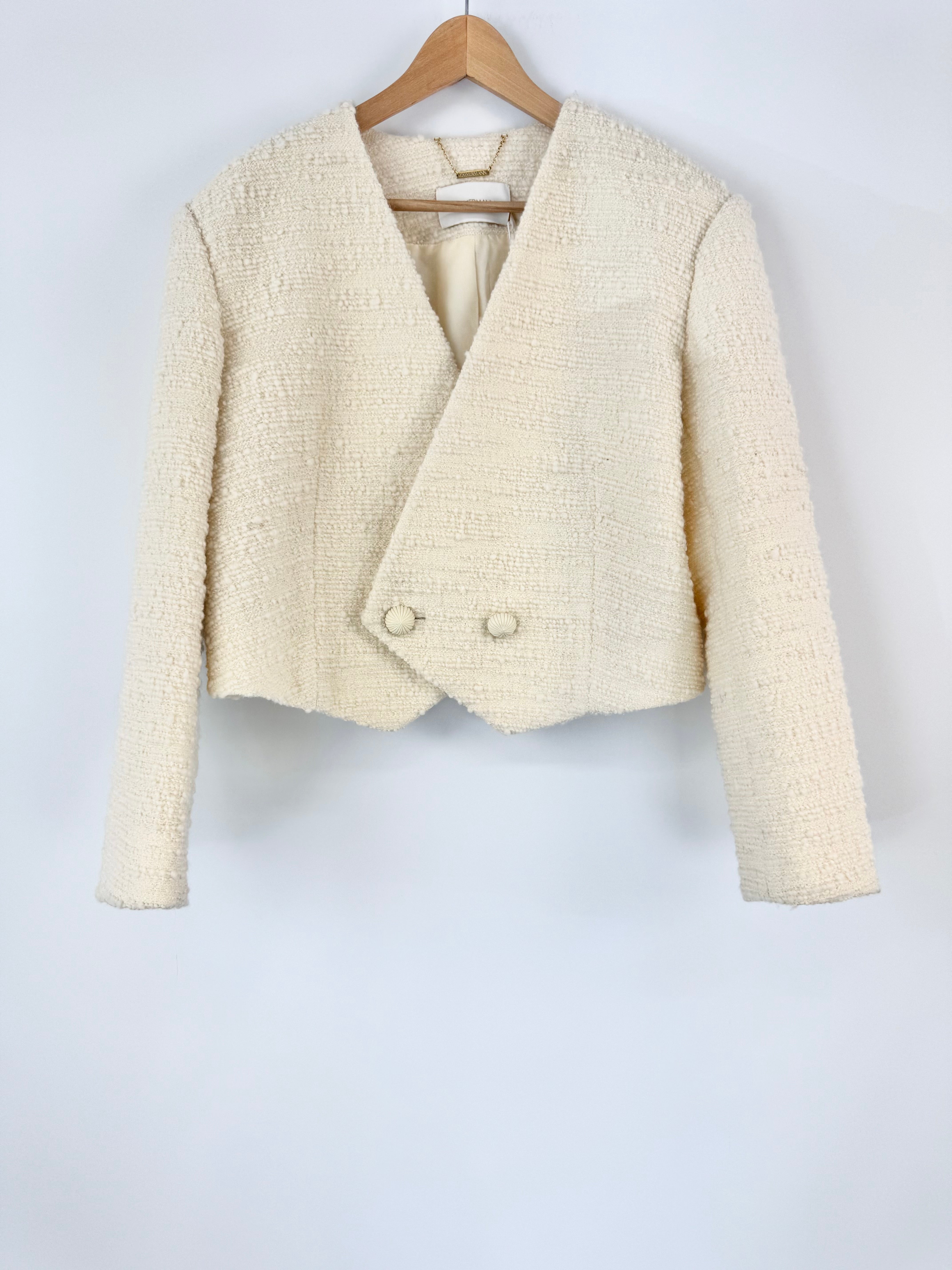 Zimmermann 'Luminosity' Cream Cropped Blazer - AU8