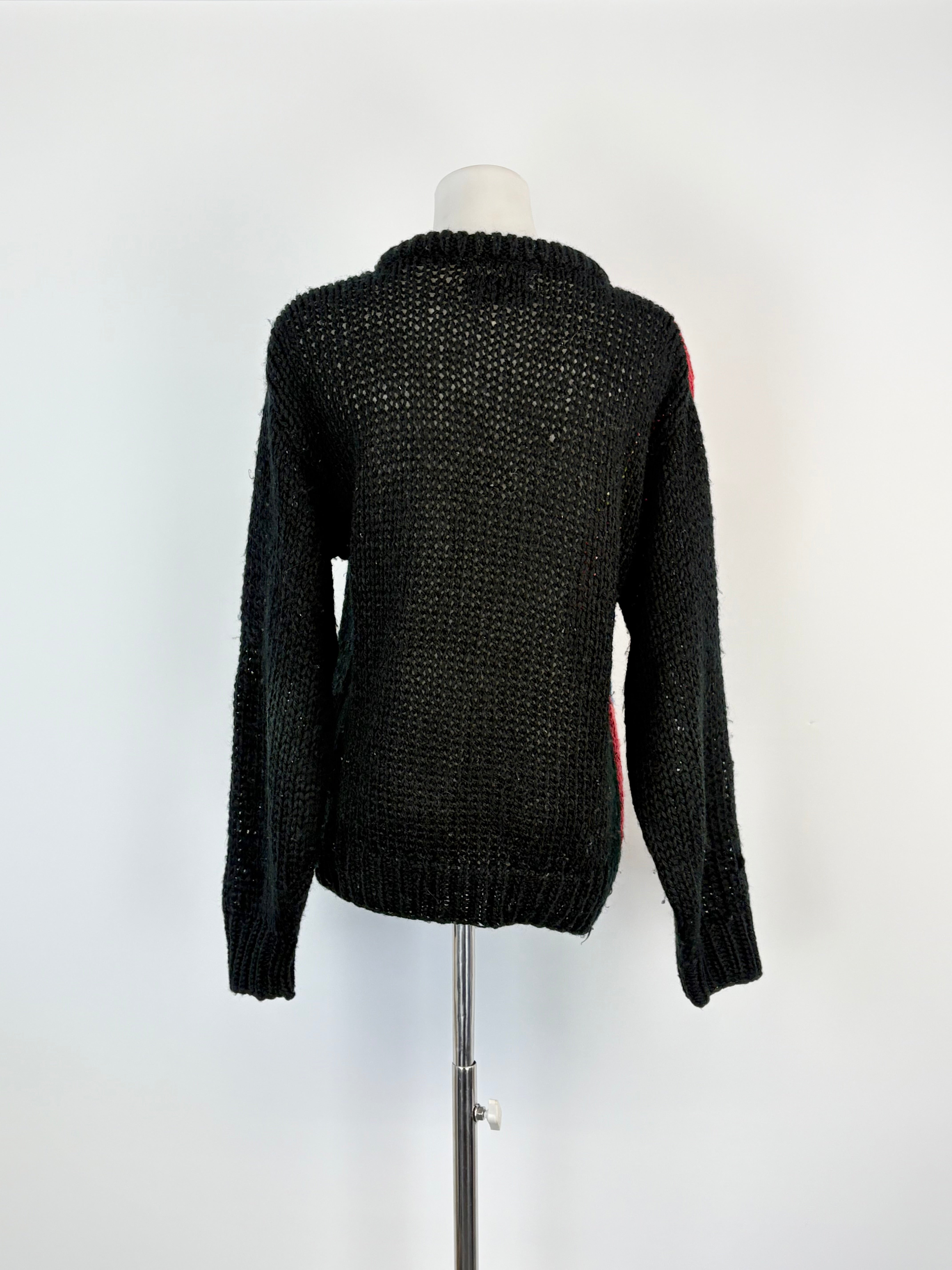 R-Jay Honey Vintage Hand-Knitted Black Wool Sweater - AU10