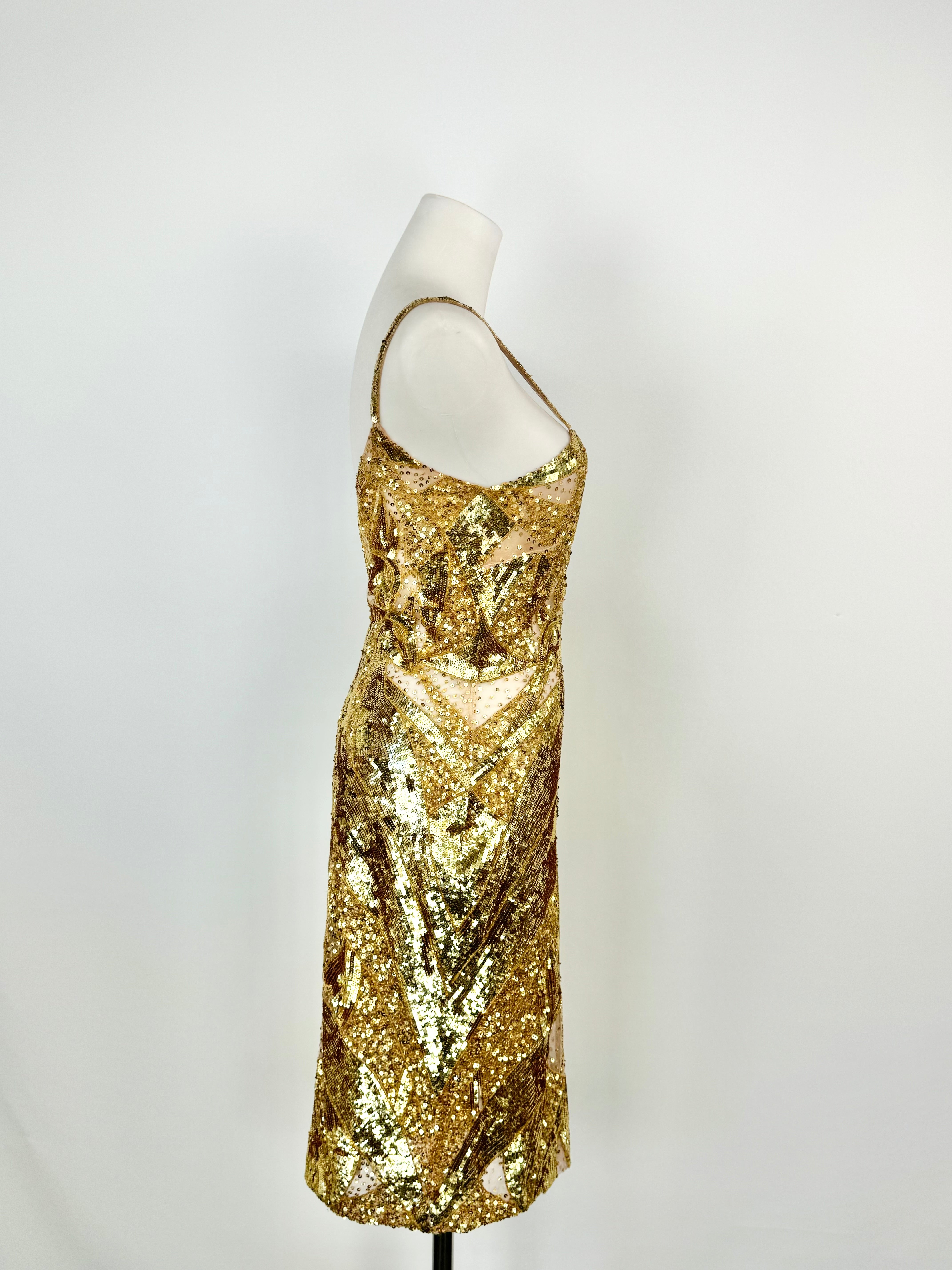 Belluccio Gold Sequinned Midi Dress - AU10