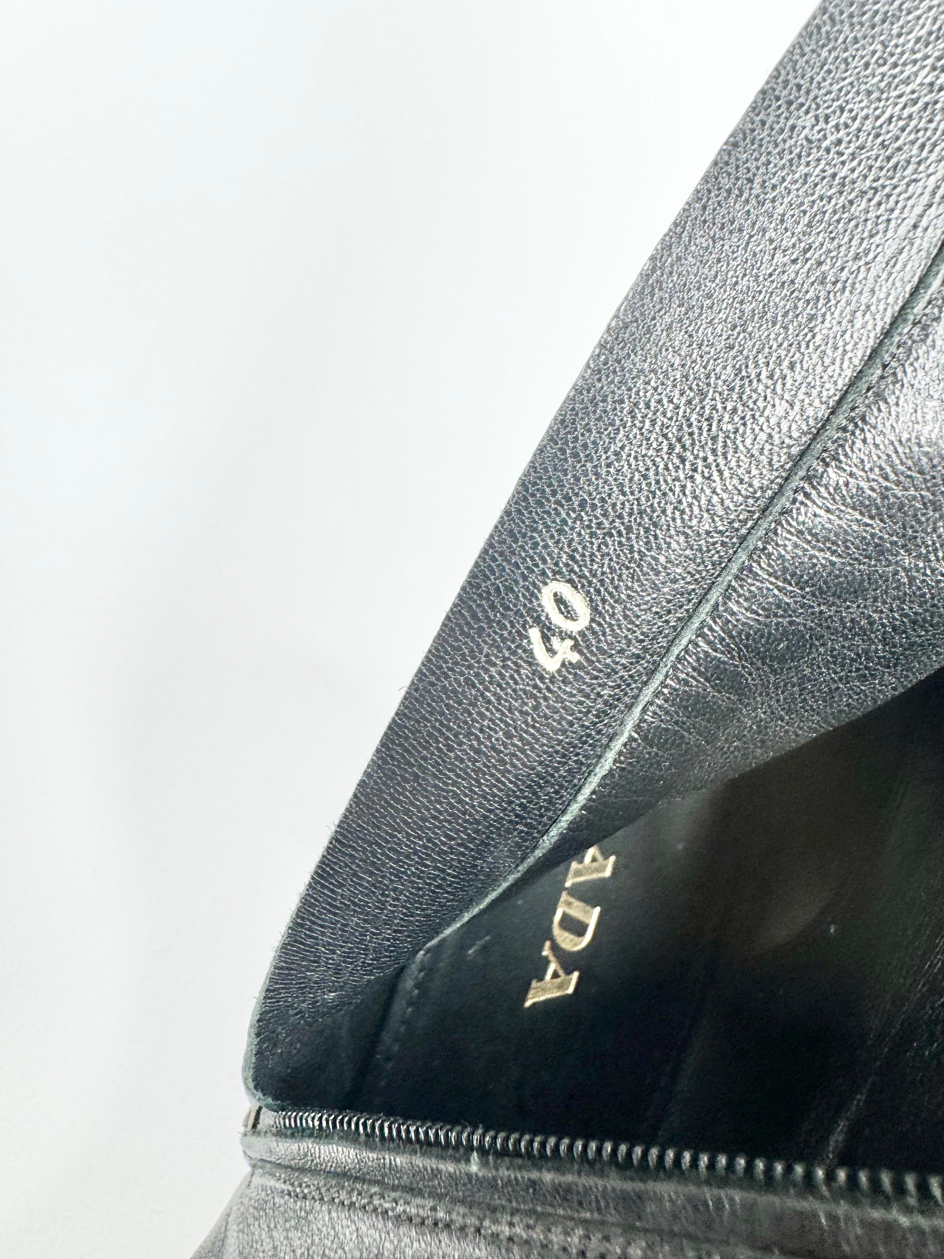 Prada Black Smooth Leather Zippered Ankle Boots - EU40