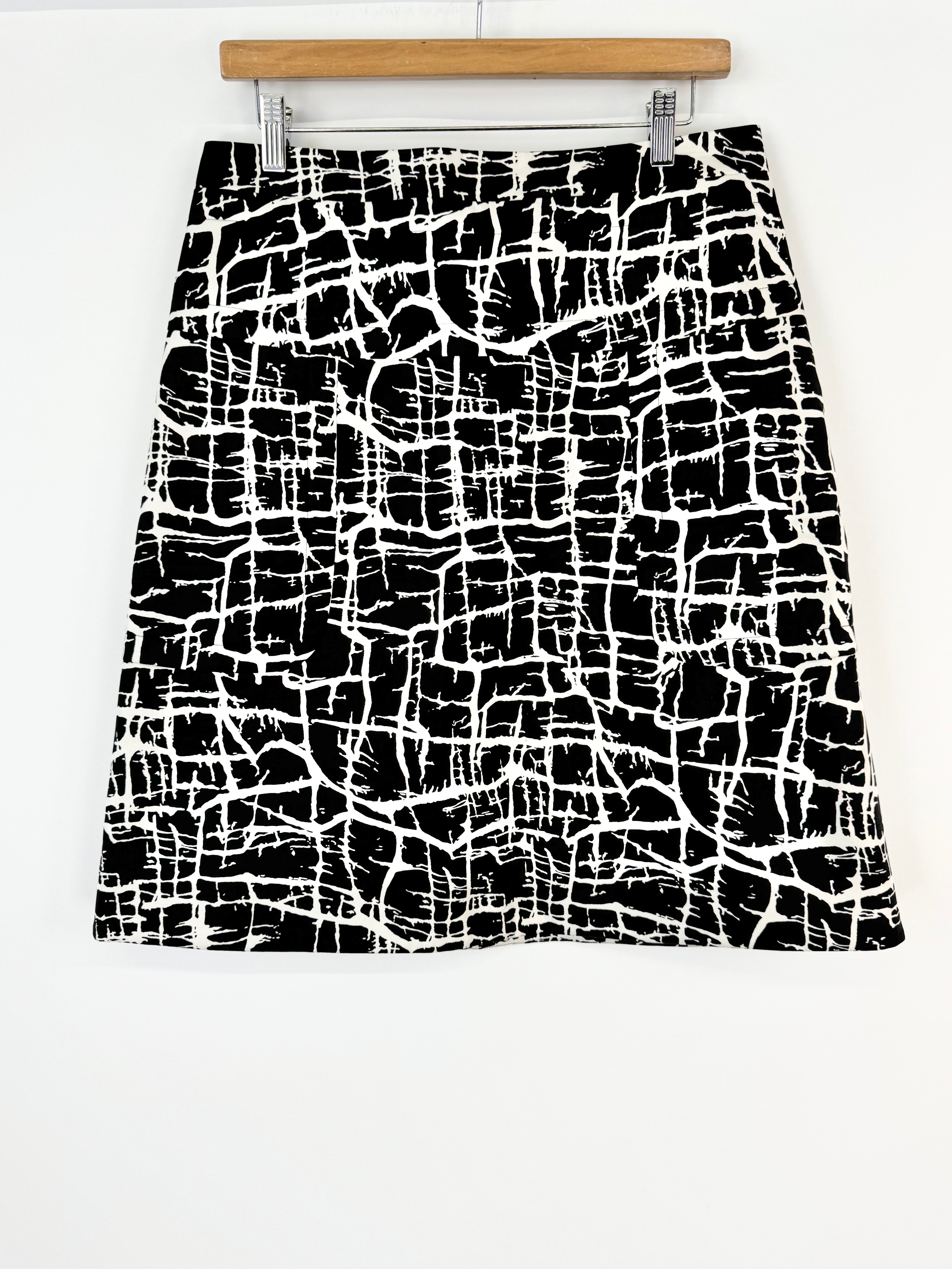 Marni Black and White Abstract Geometric Patterned Mini Skirt - AU10/12