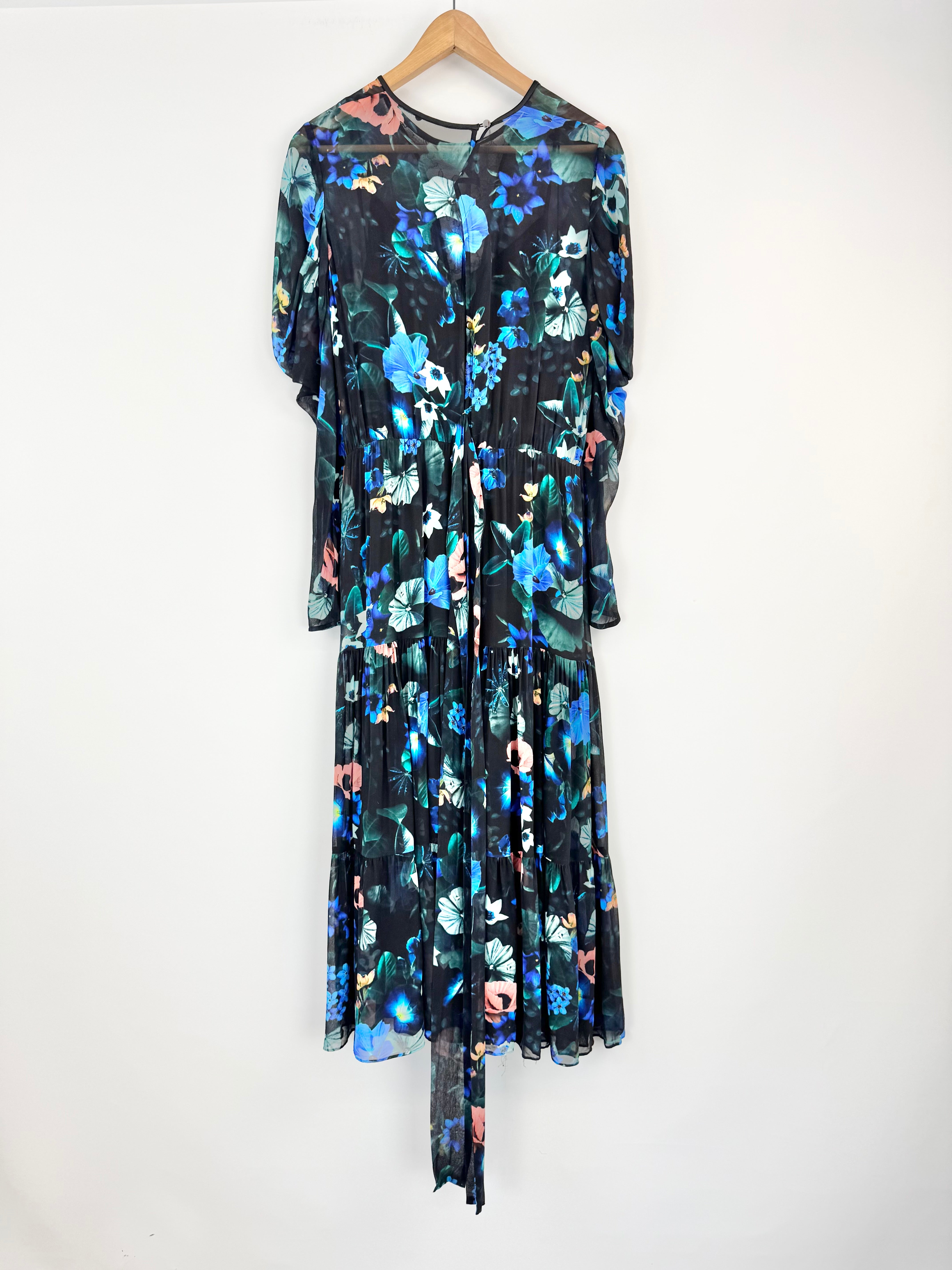 Ginger & Smart Black & Blue Floral Pattern Maxi Dress - AU10