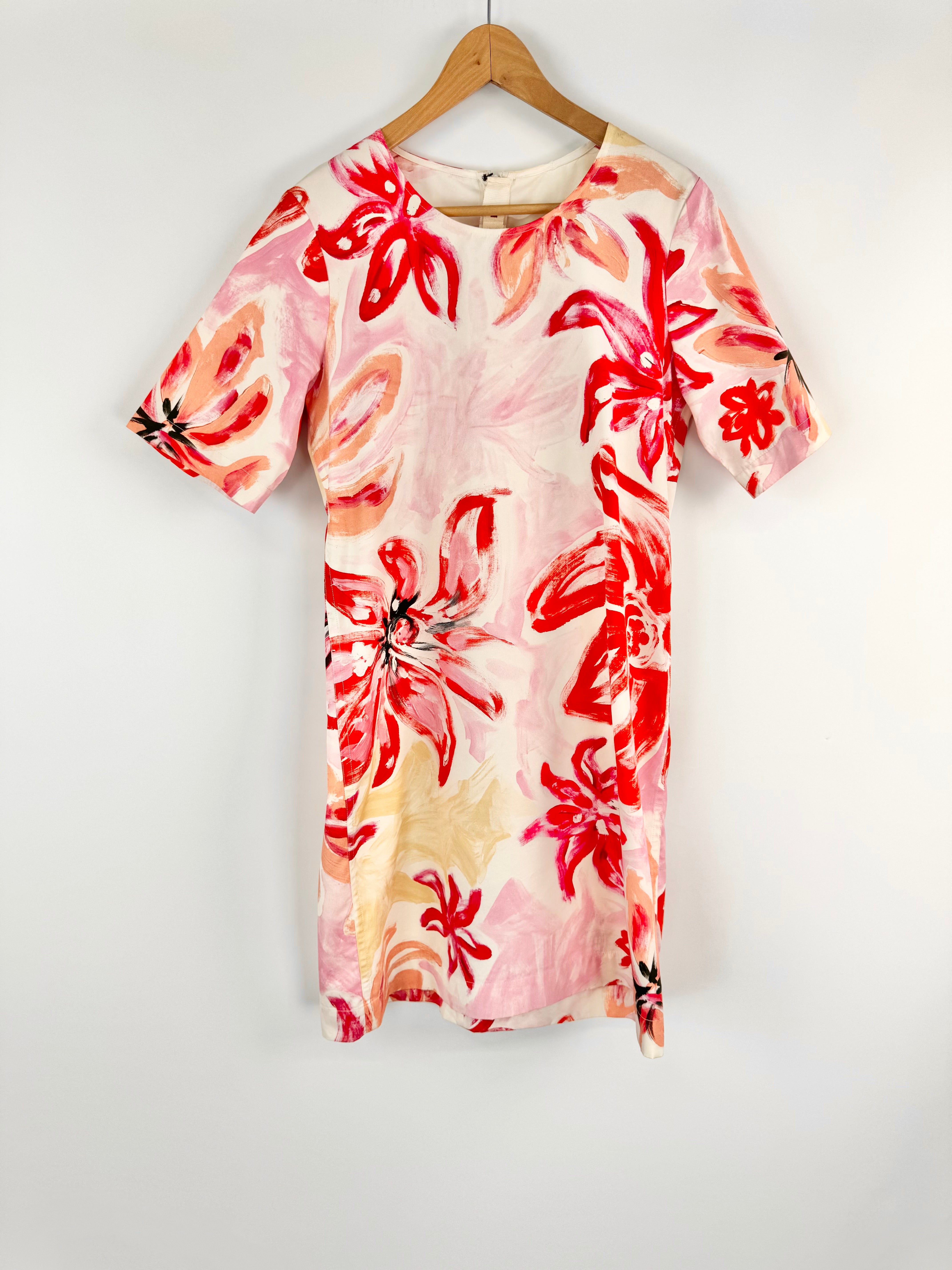 Marni Pink Brushstroke Floral Cotton & Silk Dress - AU10