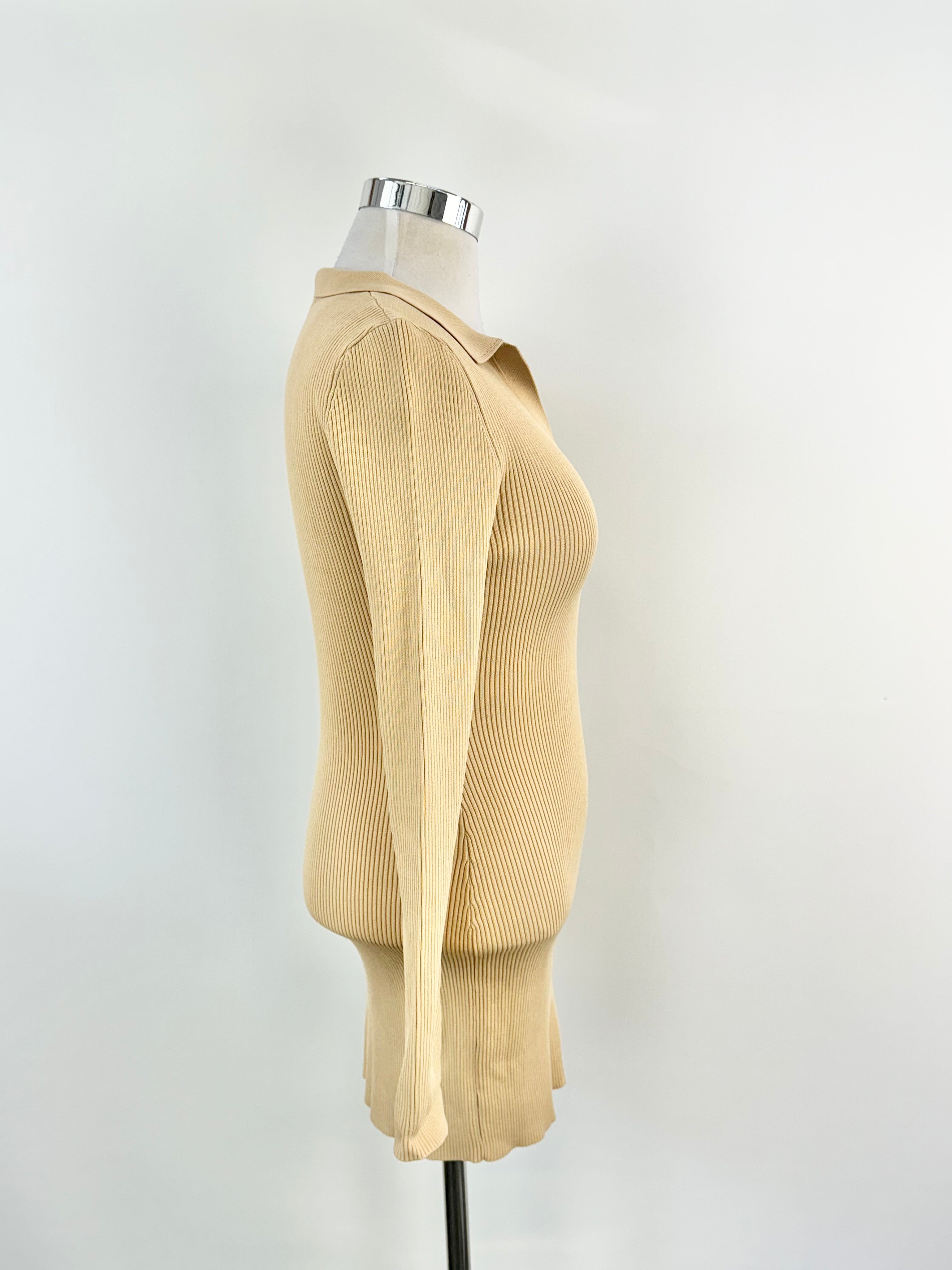 Bec + Bridge Beige Rib Knit Long Sleeve Body Con Dress - AU14