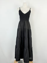 We Are The Others Black Shirred Linen Maxi Dress - AU6/8