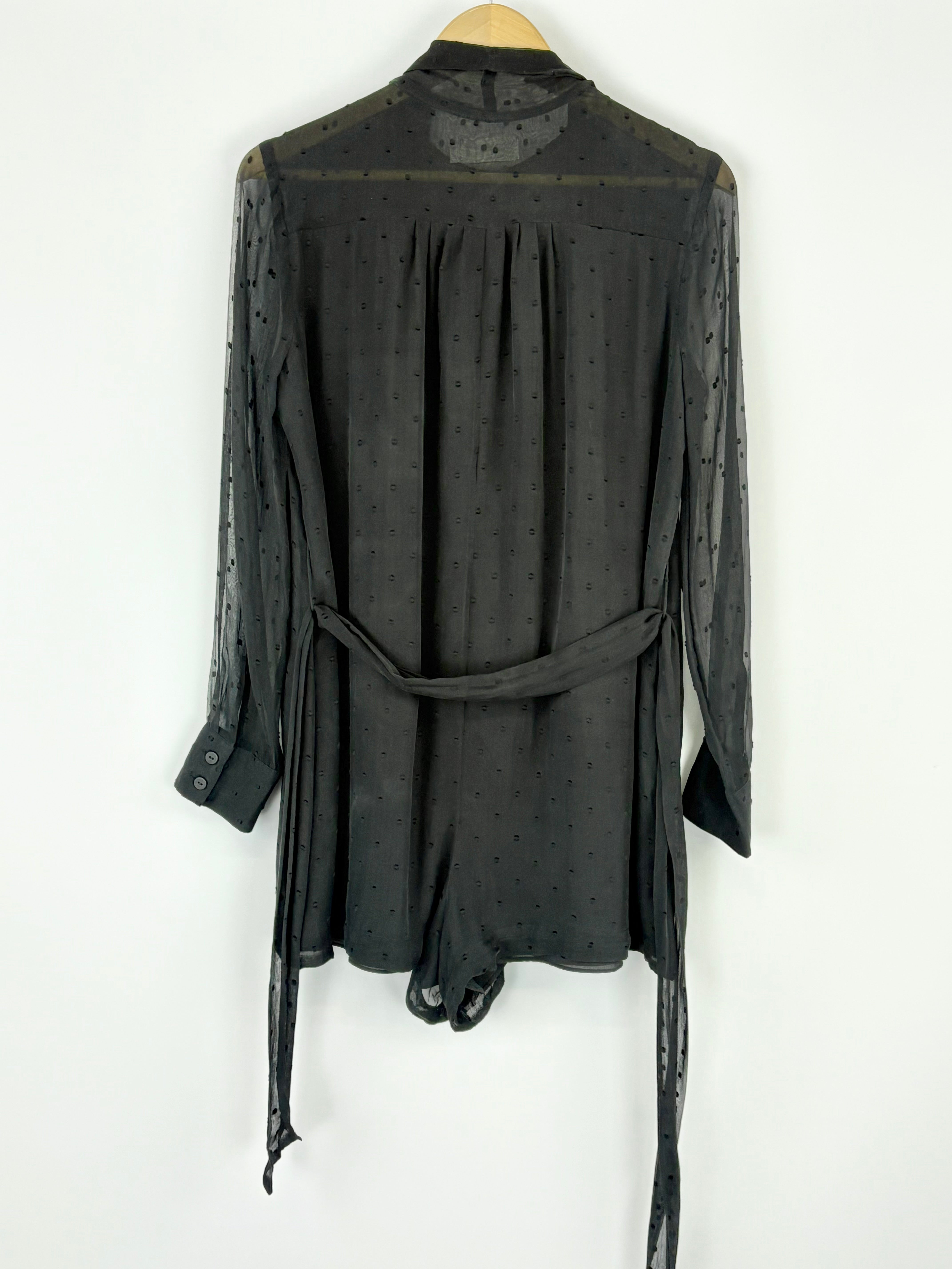 Zimmerman Black Silk-Blend Button Up Playsuit - AU10/12
