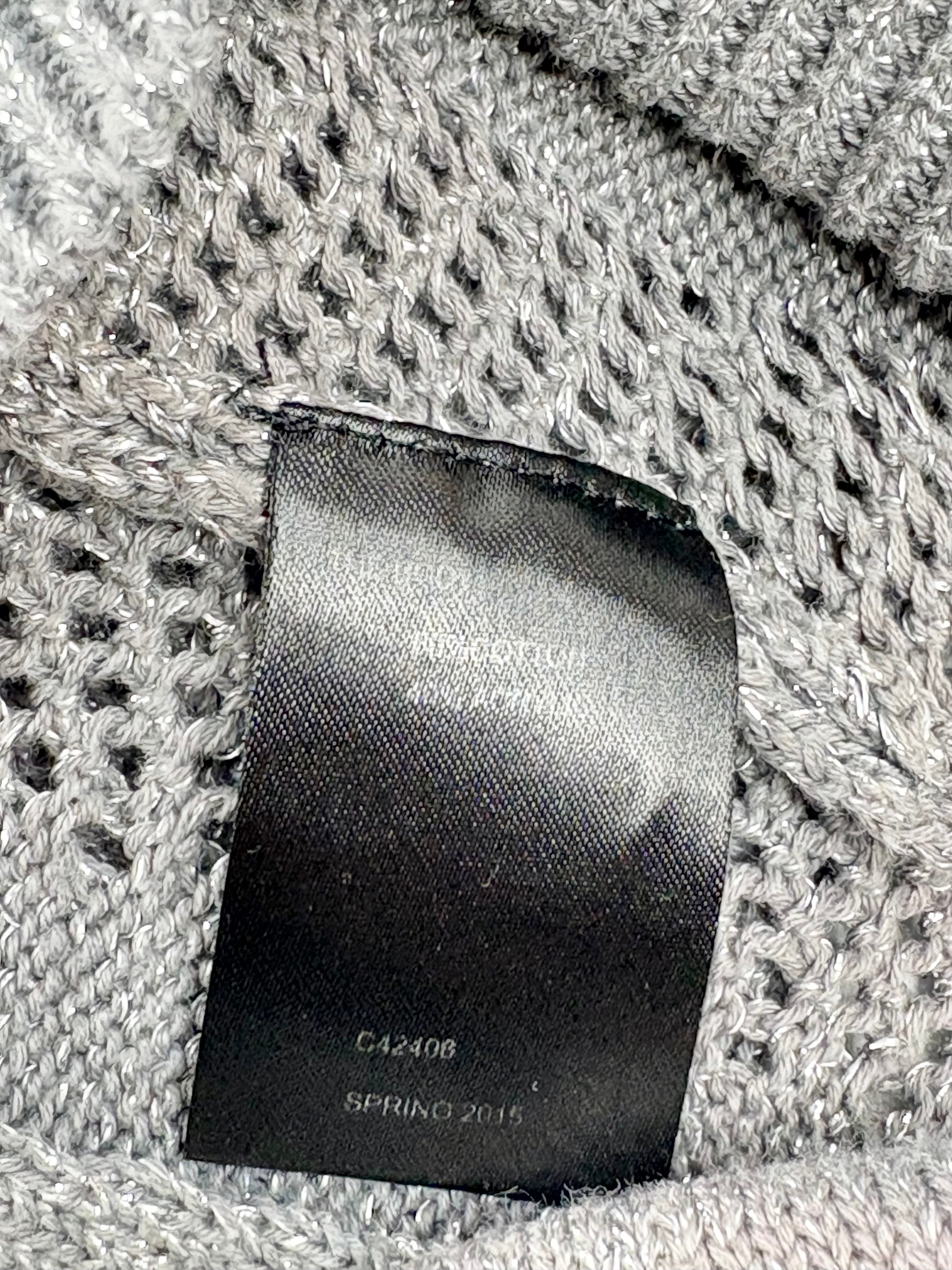 Guess Metallic Silver Lace-Knit Sweater - AU8